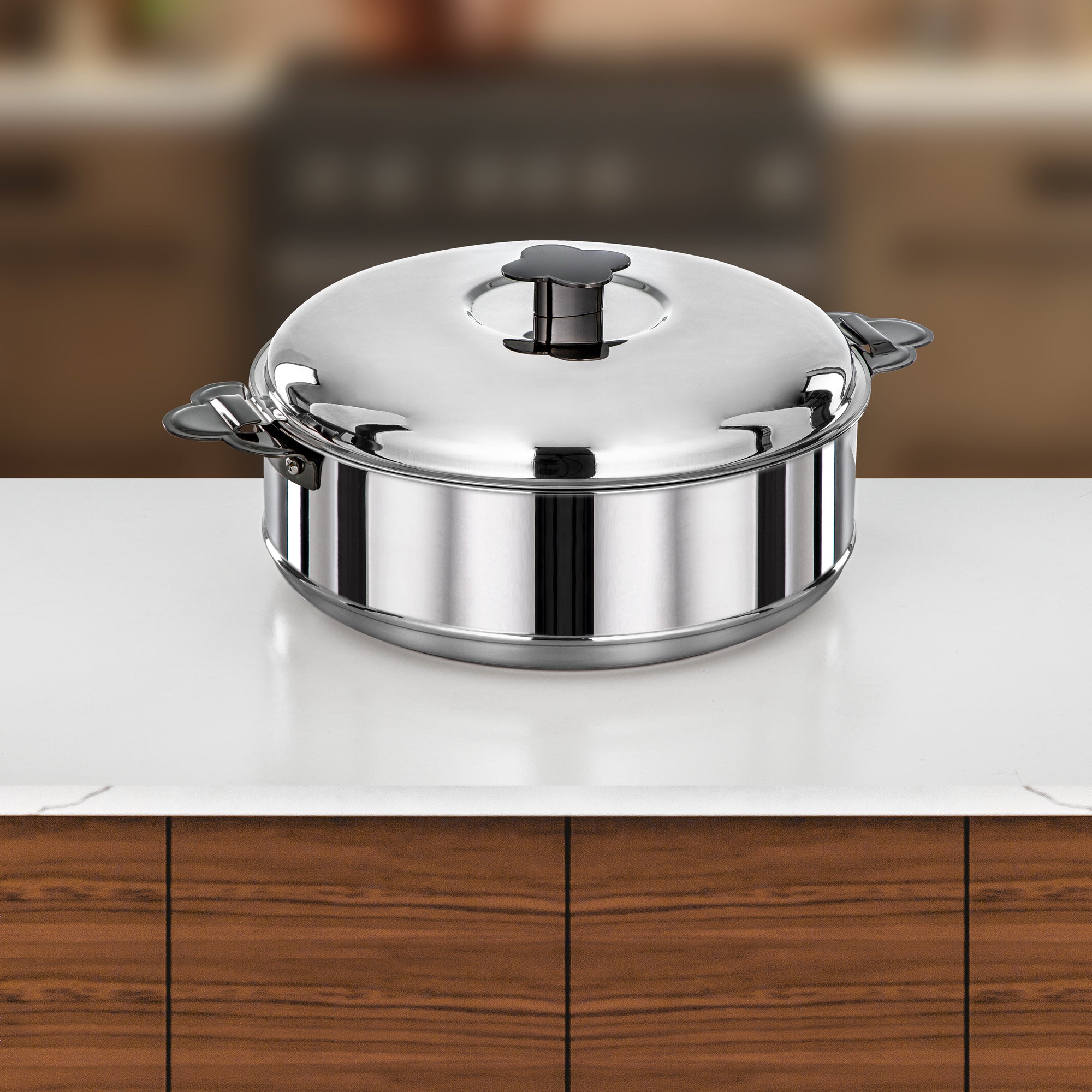 Almarjan Vida Hot Pot Set 3 Pieces 2.5L, 3.5L & 5L Silver & Gun Black