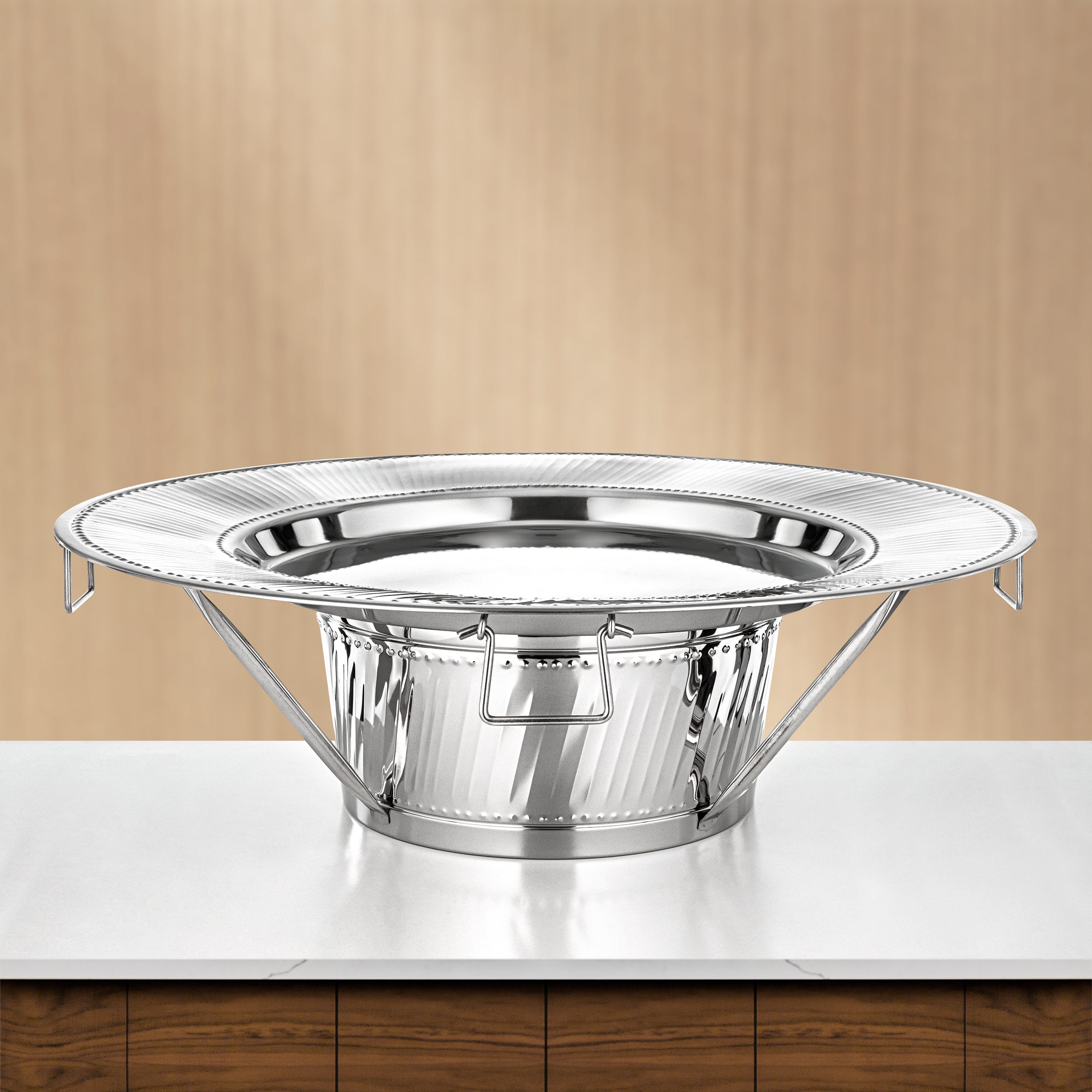 صينية تقديم المرجان مع حامل 85 سم فضي