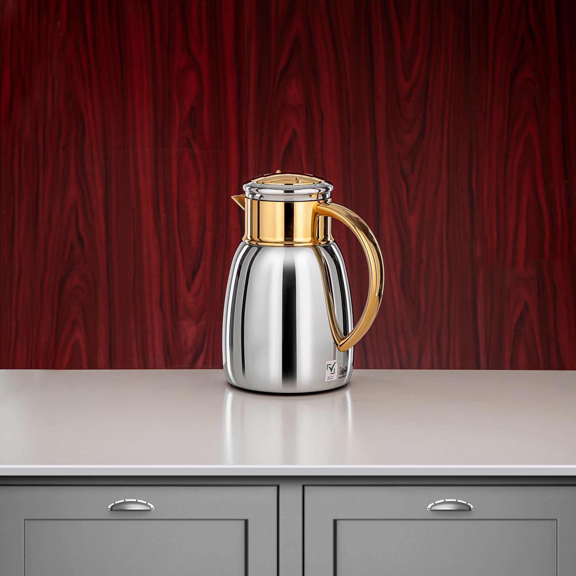 Almarjan Vacuum Flask Set, 0.35L + 0.65L + 1L, Silver & Gold (ULC-0350/0650/1000 CC95) - For Every Occasion