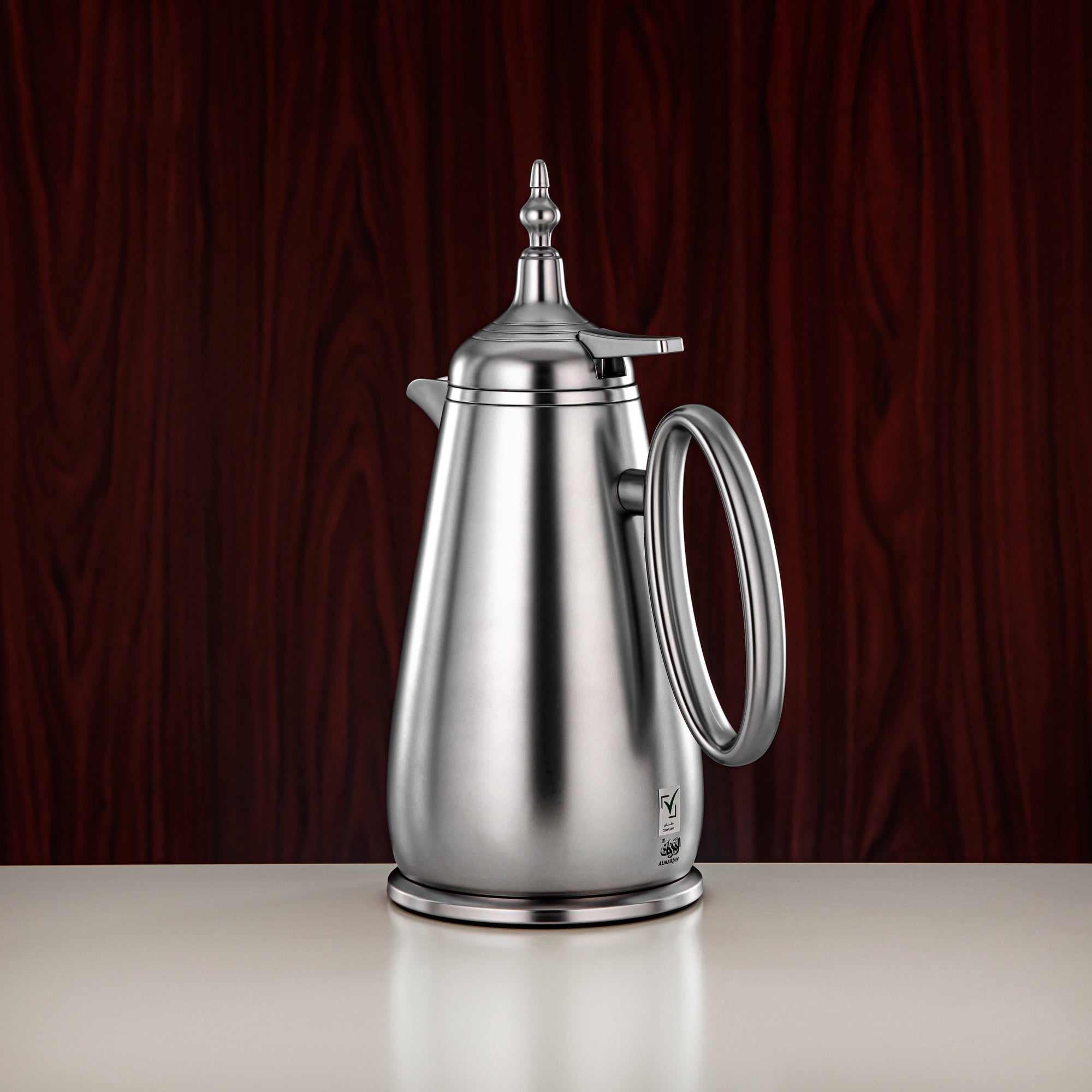 Almarjan Vacuum Flask Set Push Button ABS Matt Silver 0.7L + 1L (UOP-A0700/B1000E23) - Classic Vacuum Flask