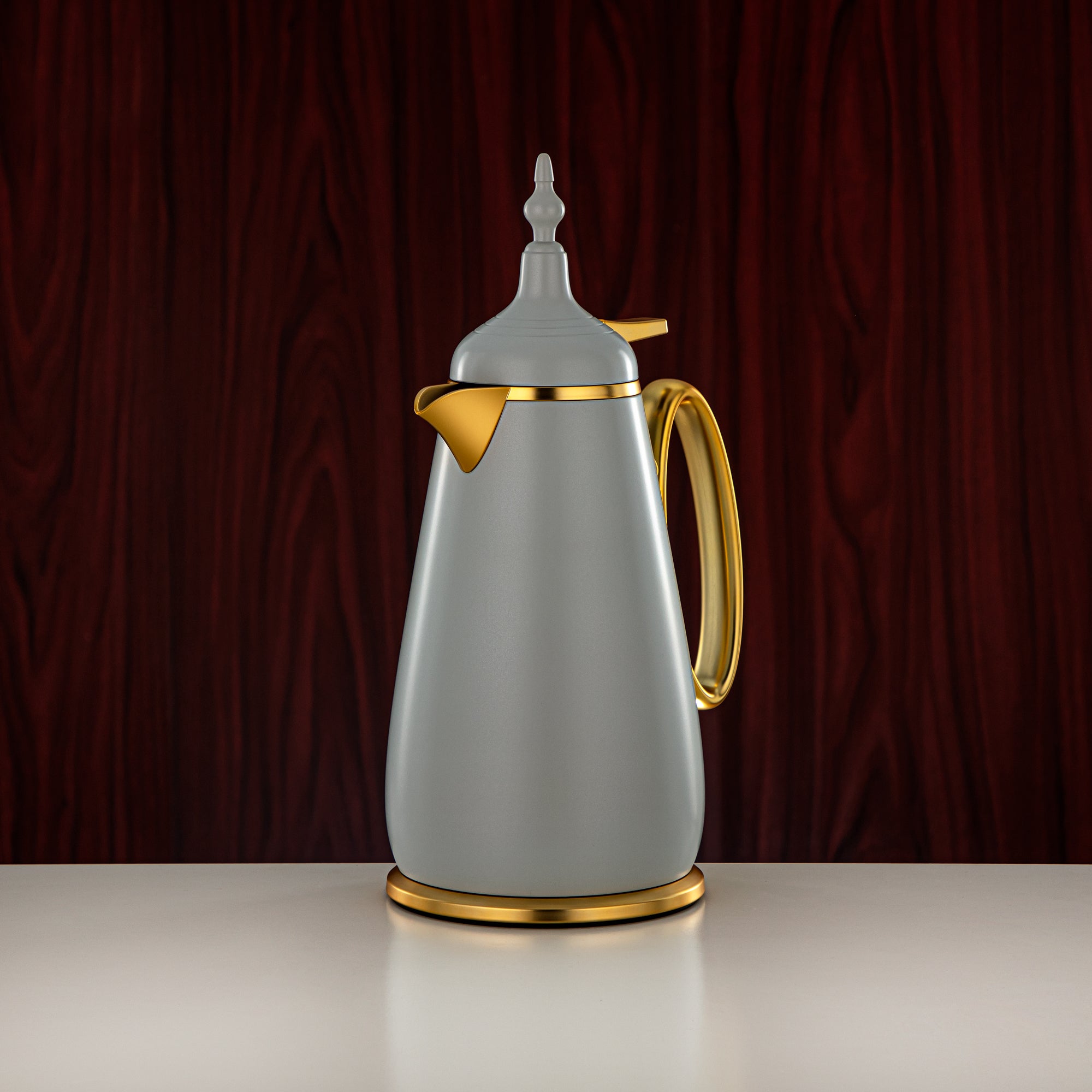 ألمرجان طقم ترامس زر ضغط ABS رمادي غير لامع وذهبي غير لامع 0.7 لتر + 1 لتر (UOP-A0700/B1000Q265YZE22) - كلاسيكي ترمس