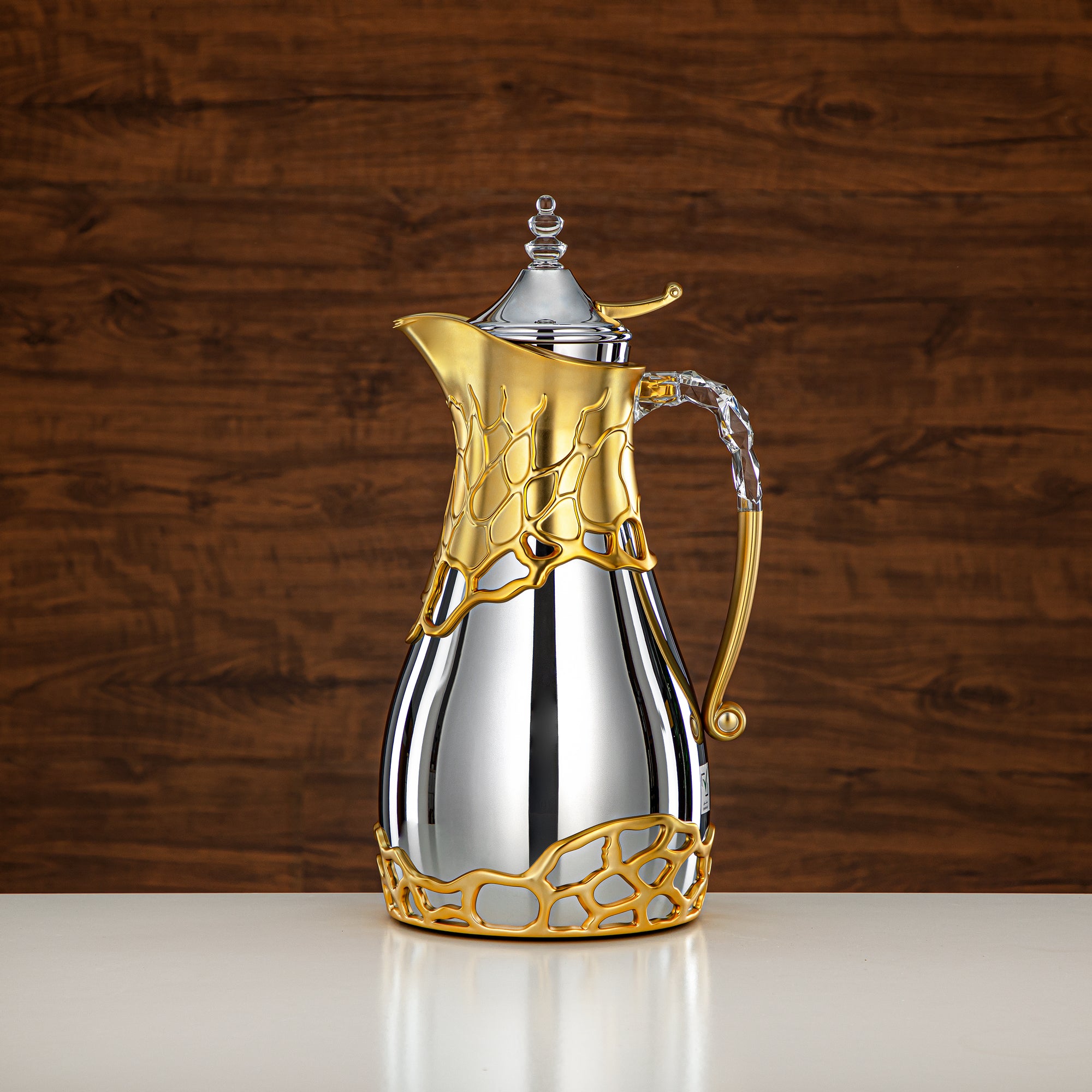 طقم ترامس المرجان بجسم معدني 0.7 لتر و1 لتر بمقبض ABS وأكريليك (VBC-0700/1000 CE22) – فضي وذهبي مطفي لتقديم الشاي والقهوة