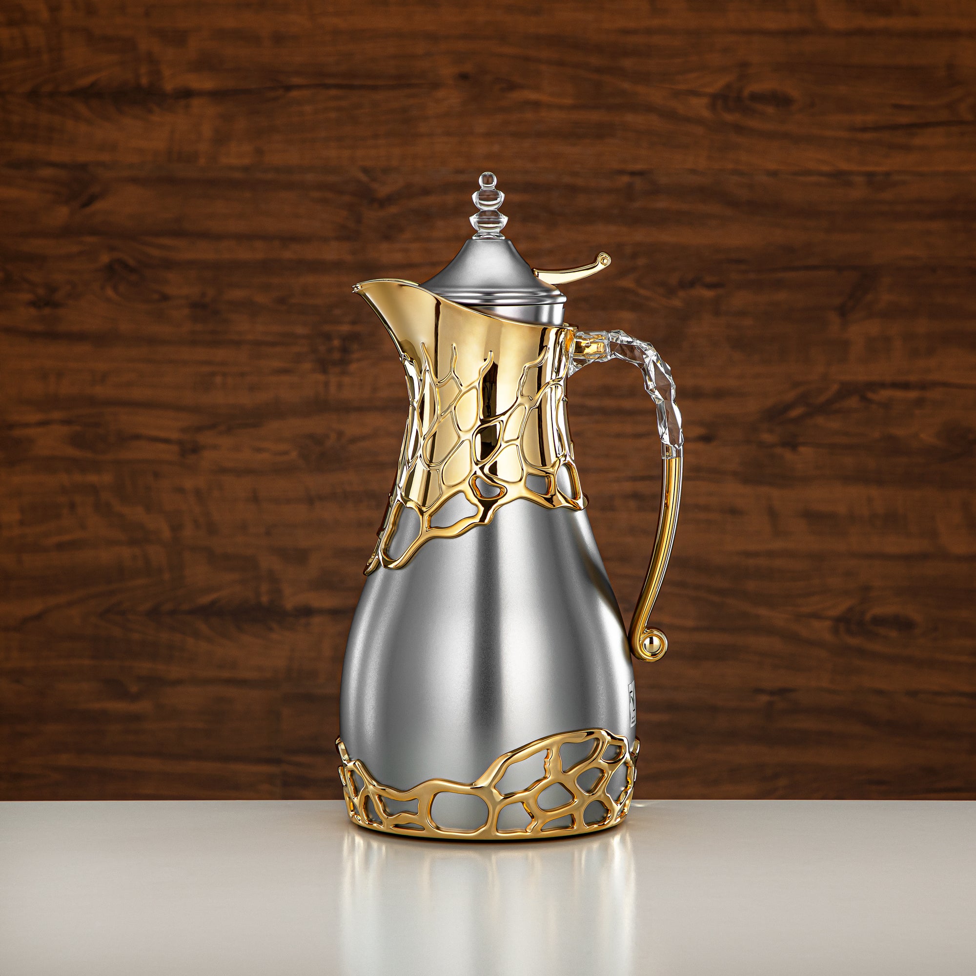 طقم ترامس المرجان بجسم معدني 0.7 لتر و1 لتر بمقبض ABS وأكريليك (VBC-0700/1000 E23C95) – فضي مطفي وذهبي لتقديم الشاي والقهوة