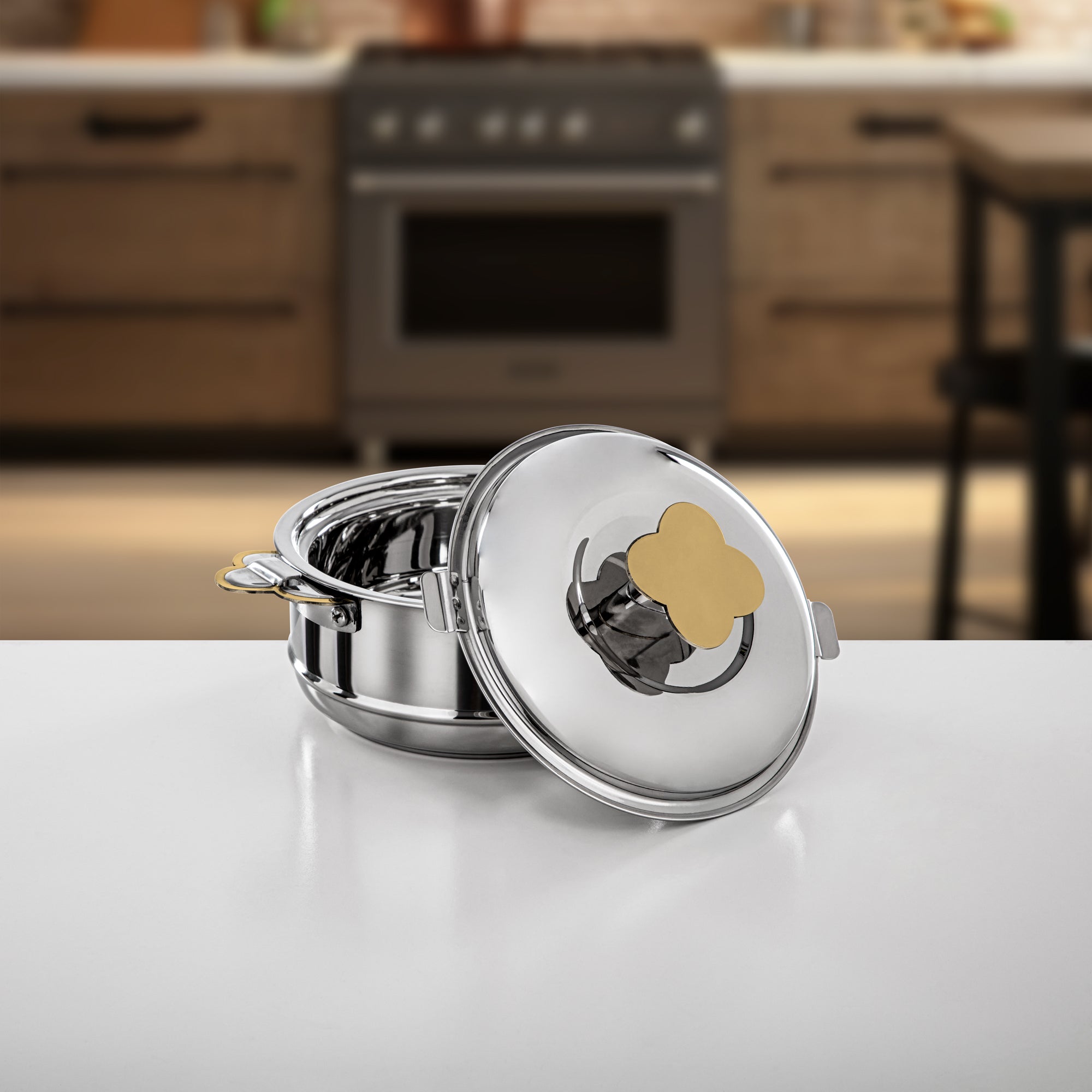 Almarjan Hot Pot Set Stainless Steel Silver & Gold 3-Piece (H25PG1) – Vida Collection | Ramadan & Gatherings