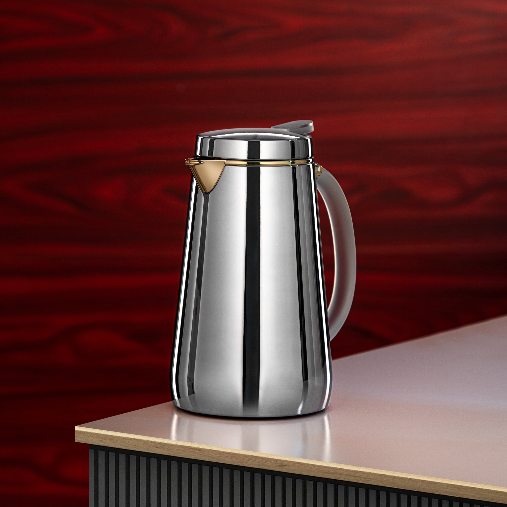 ترمس المرجان معدني 0.5 لتر فضي مع صنبور ذهبي ومقبض فروست (VOP-500 CC95Y15) – تقديم أنيق | رمضان و التجمعات