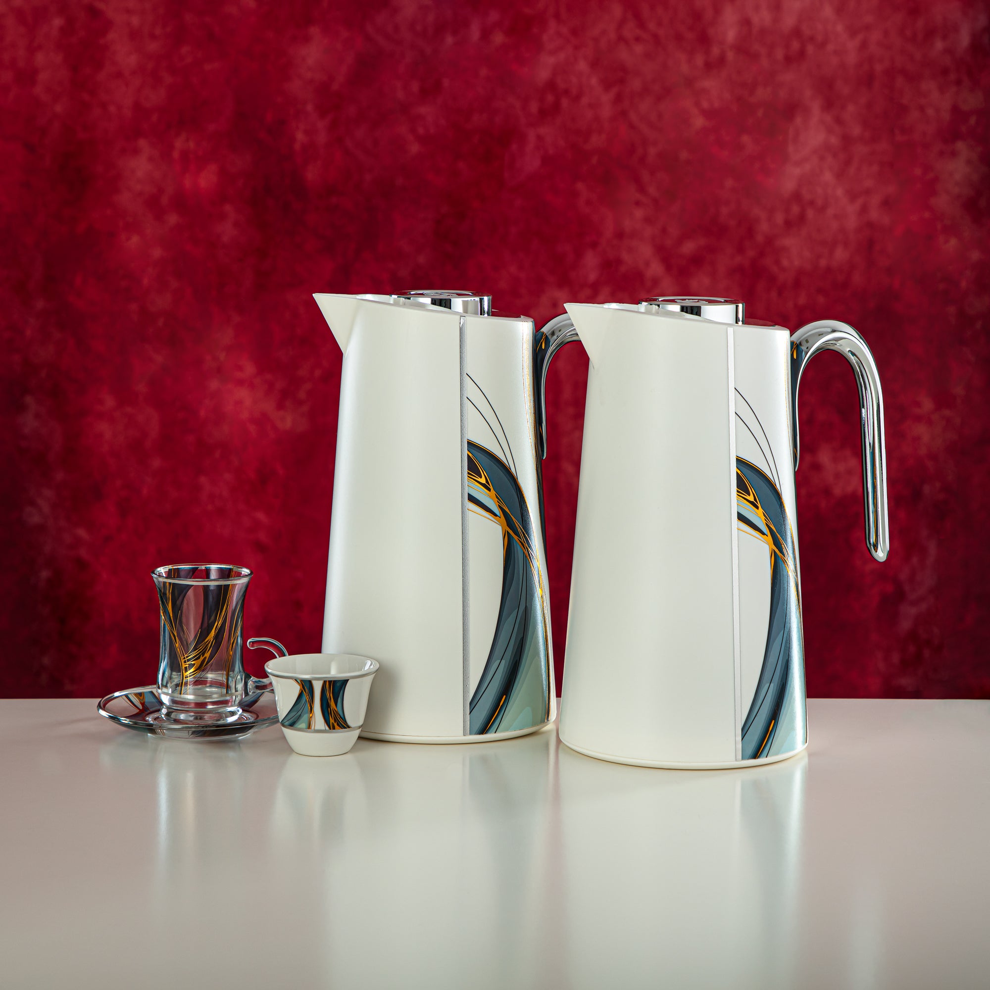 المرجان طقم شاي 21 قطعة مع عربة - YHMA-6