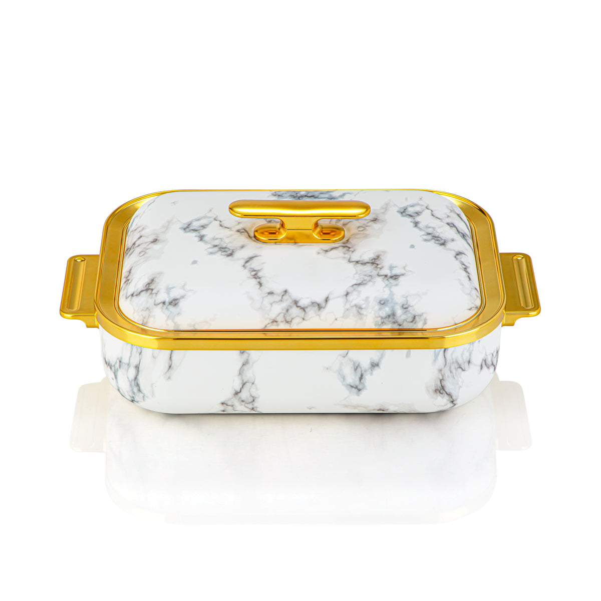 حرارة المرجان البلاستيكية المسنطيلة 3 لتر رخامي وذهبي - HP03-300