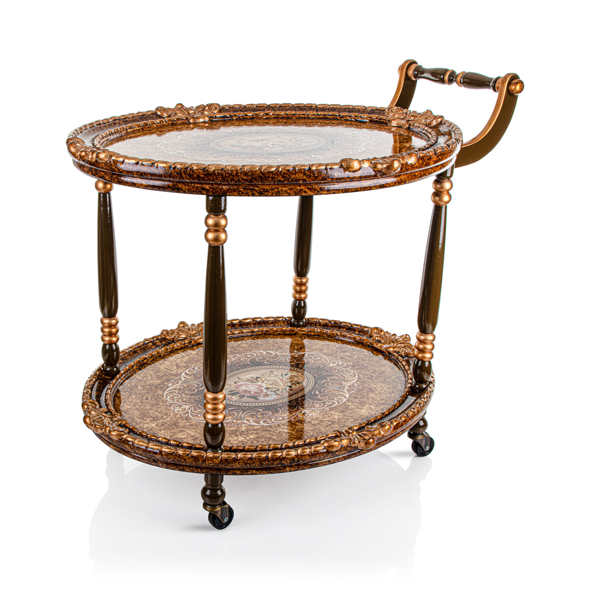 Almarjan 2 Tier Wooden Serving Trolley - WOD2810006