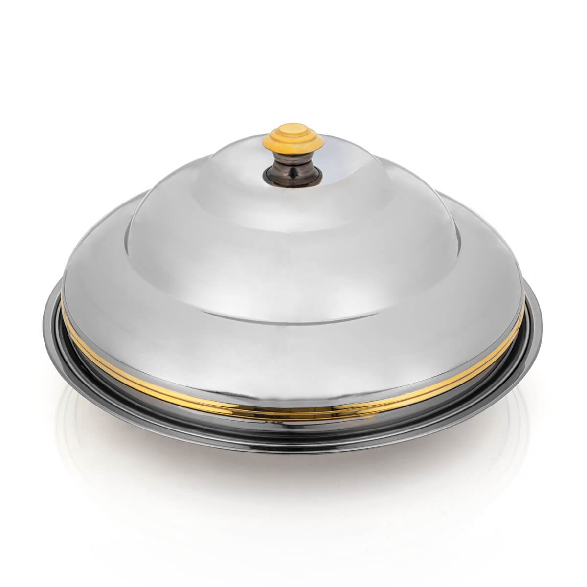 Almarjan 60 CM Orchid Collection Stainless Steel Koozy Tray Silver & Gold - H21PG1