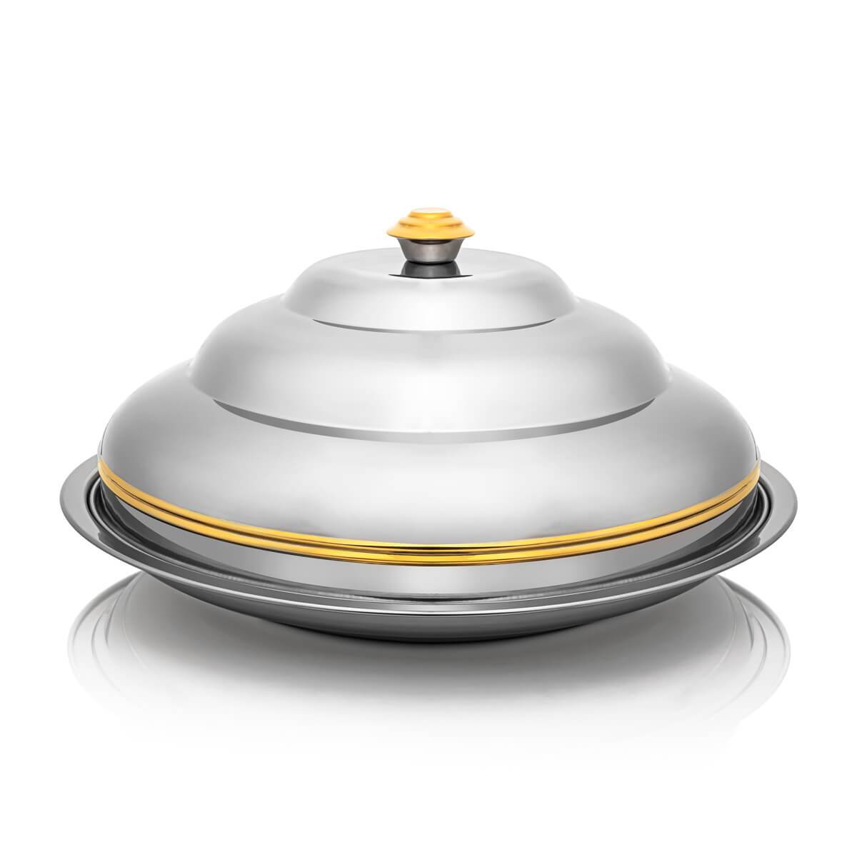 Almarjan 60 CM Orchid Collection Stainless Steel Koozy Tray Silver & Gold - H21PG1