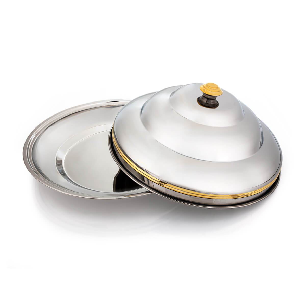 Almarjan 60 CM Orchid Collection Stainless Steel Koozy Tray Silver & Gold - H21PG1