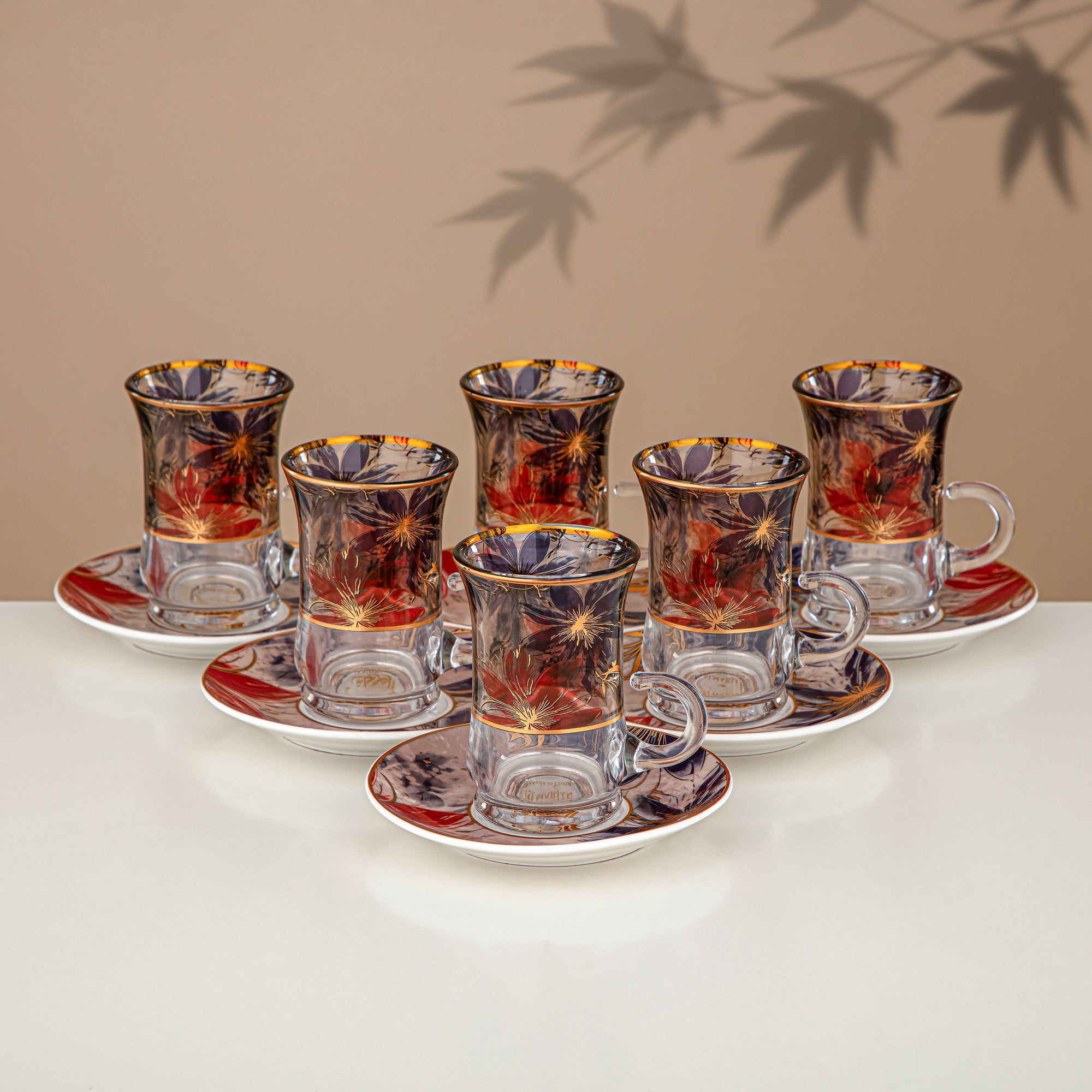 ألمرجان طقم ترامس 24 قطعة، 1 لتر + 1 لتر، مزهر ومطفي ذهبي (24-JBH-TR-AZ05G) - طقم الشاي والقهوة الكامل