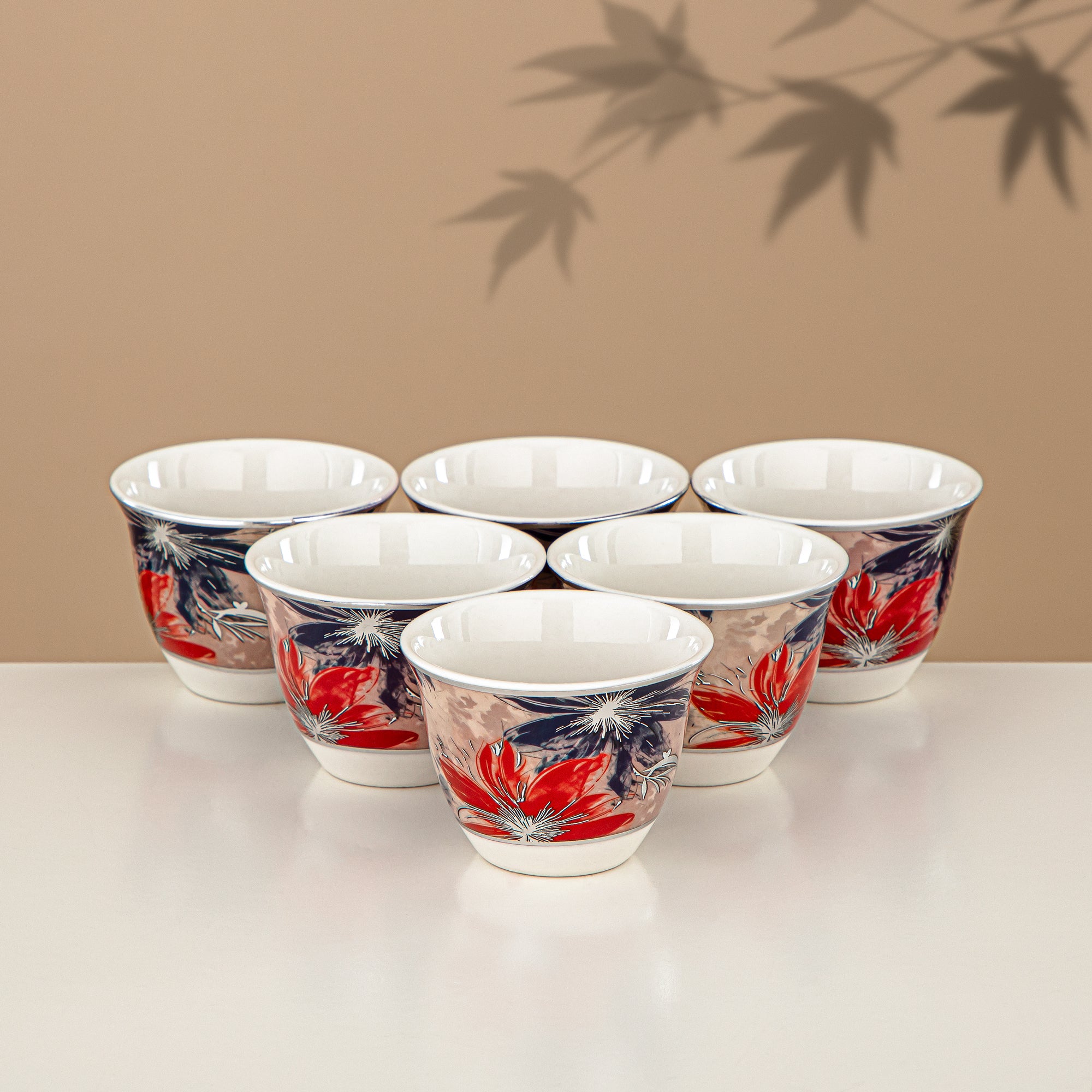 ألمرجان طقم ترامس 24 قطعة، 1 لتر + 1 لتر، مزهر ومطفي فضي (24-JBH-TR-AZ05S) - طقم الشاي والقهوة الكامل