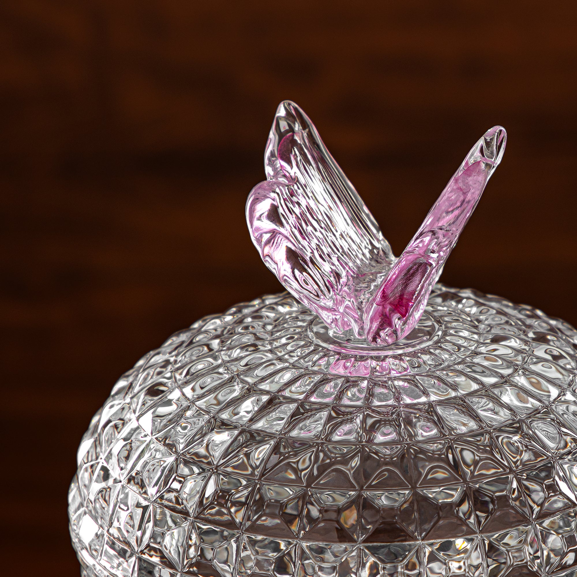 Almarjan Candy Bowl 14.5CM Glass Clear & Pink (42084-150-BG) Elegant Hosting Pieces