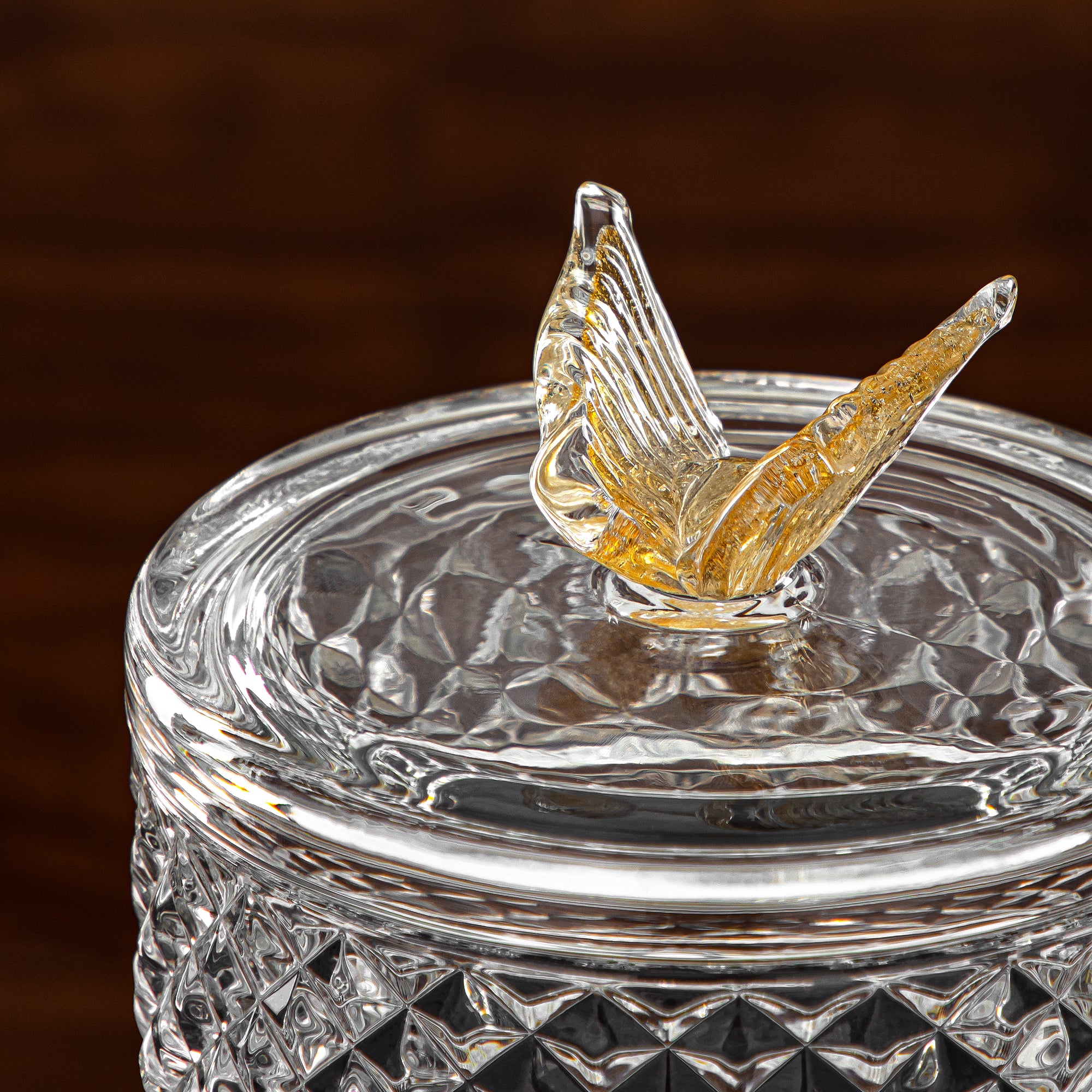 وعاء حلوى المرجان 15 سم زجاج شفاف وعسلي (42185-150LC-BA) قطع أنيقة للضيافة