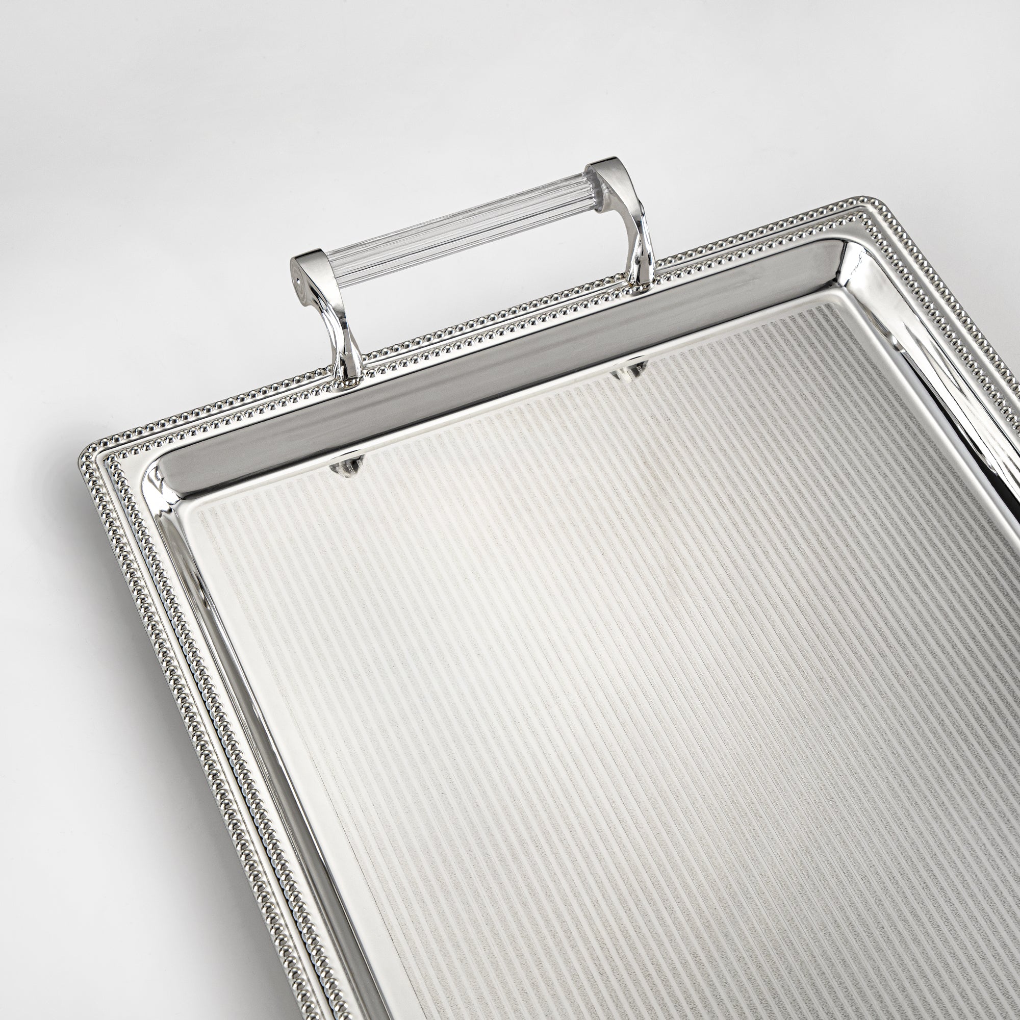 Almarjan Serving Tray Set - 3 Pieces, Silver (576XLLM-S) | Ramadan & Special Occasions