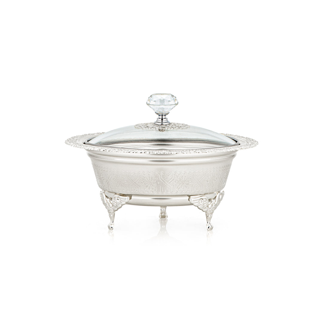 Almarjan 18 CM Date Bowl With Glass Cover Silver - 851-17 SA