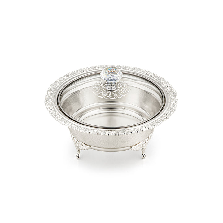 Almarjan 18 CM Date Bowl With Glass Cover Silver - 851-17 SA