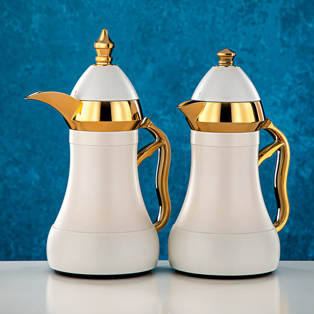 Almarjan 2 Pieces Vacuum Flask Set White & Gold - AMJ-070/B070Q330YZC95