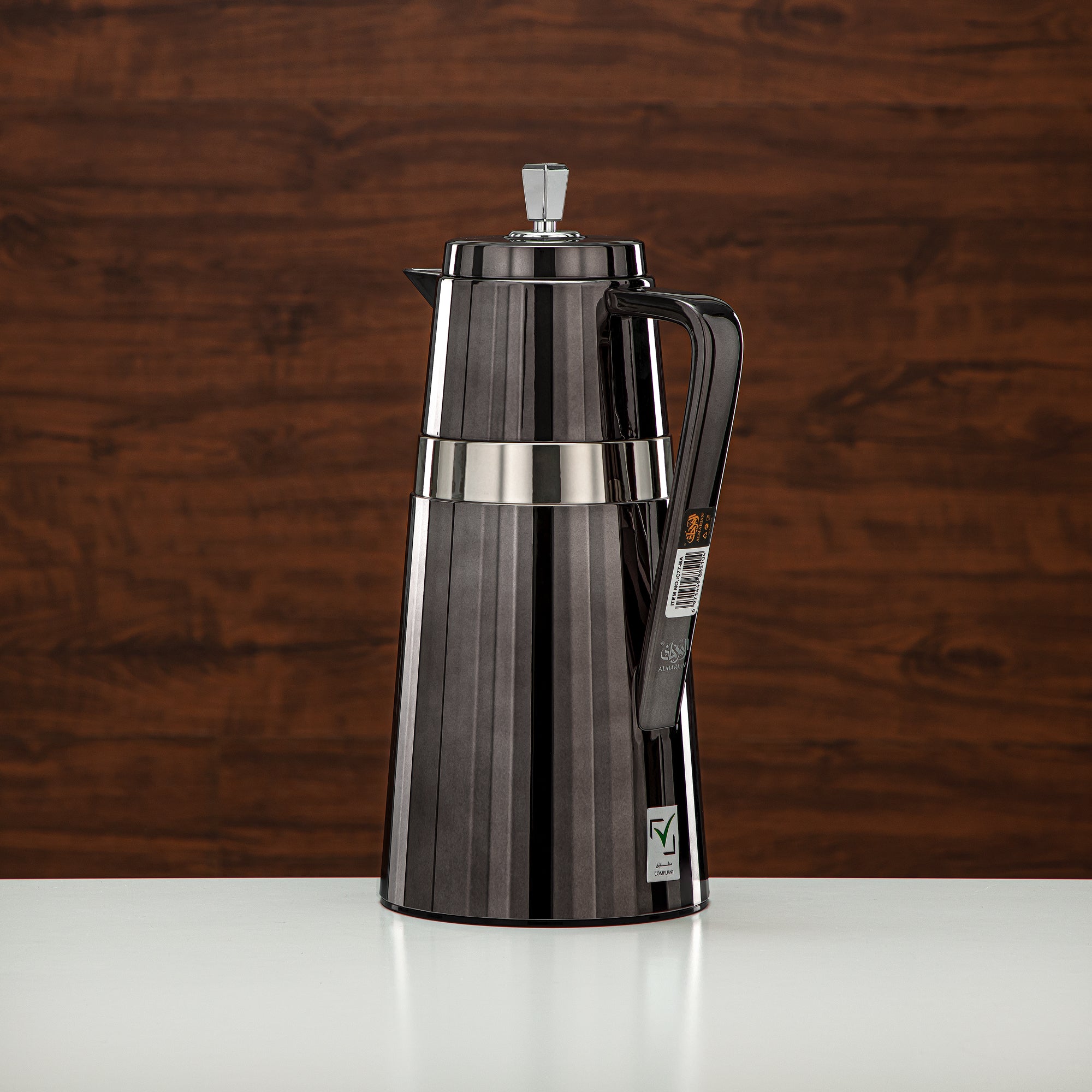 Almarjan 2 Pieces Vacuum Flask Set Black & Silver - C77-BC