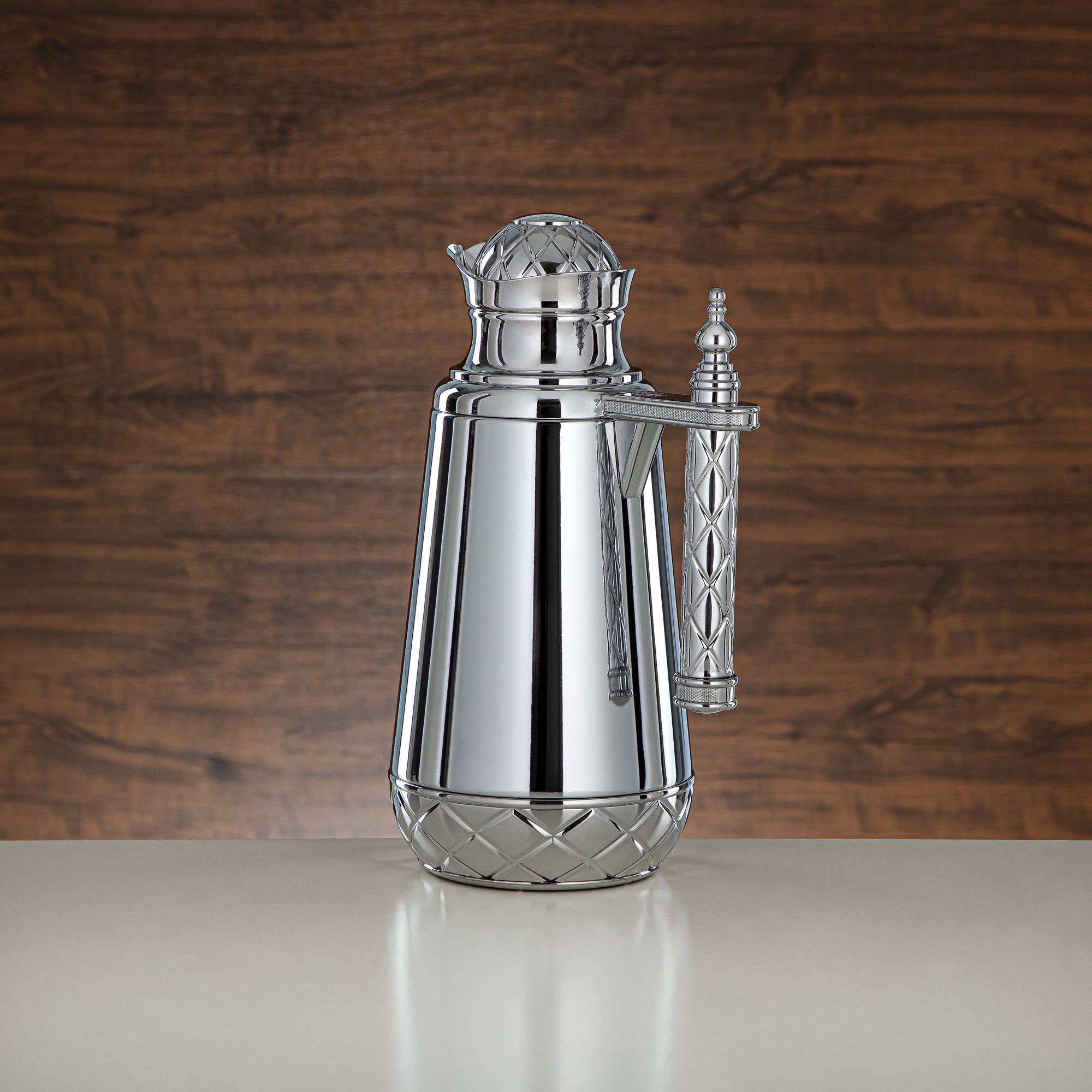 Almarjan Vacuum Flask Set, Push Button - 0.7L + 1L, Silver (CBY+CBZ-FCE) - Classic Vacuum Flasks