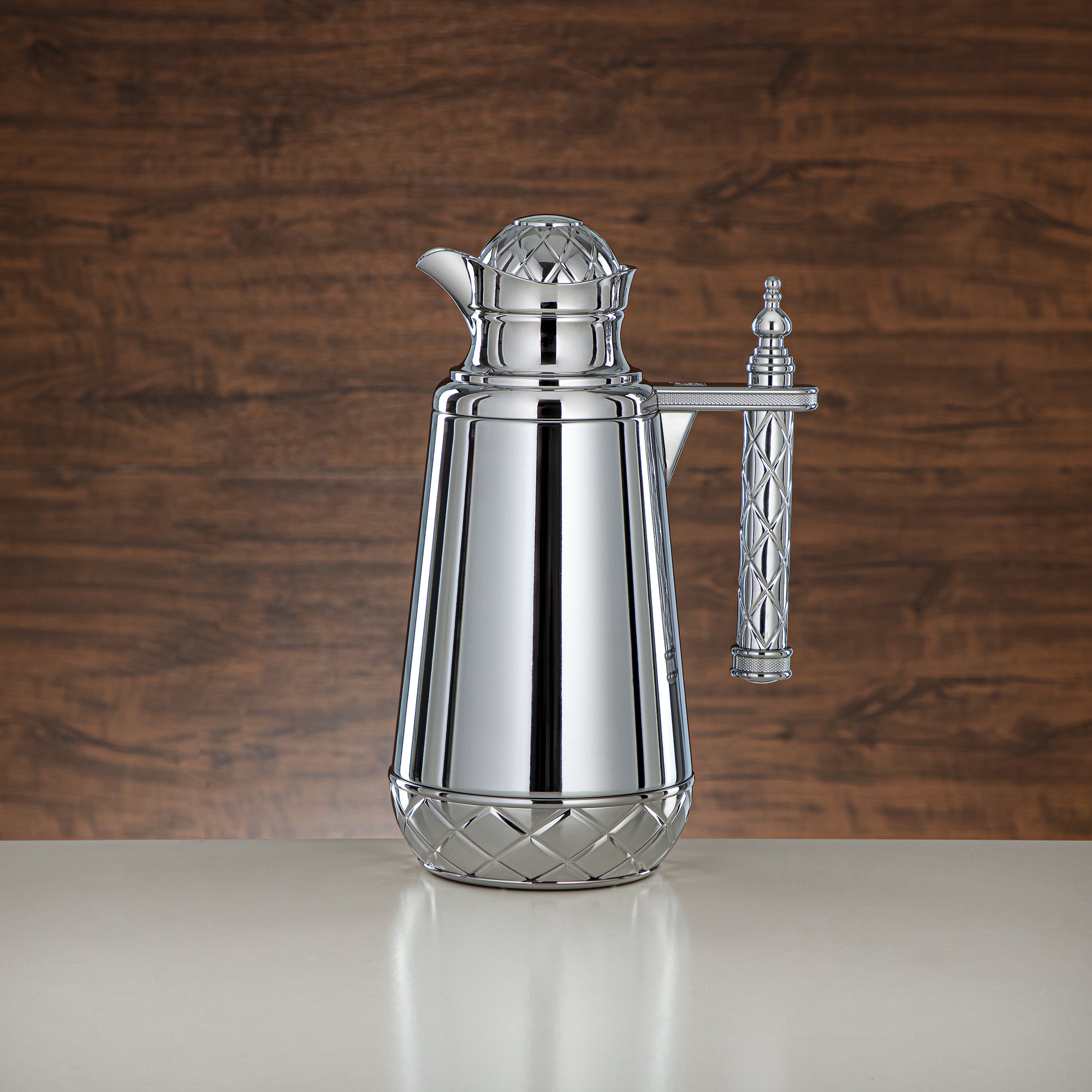 Almarjan Vacuum Flask Set, Push Button - 0.7L + 1L, Silver (CBY+CBZ-FCE) - Classic Vacuum Flasks