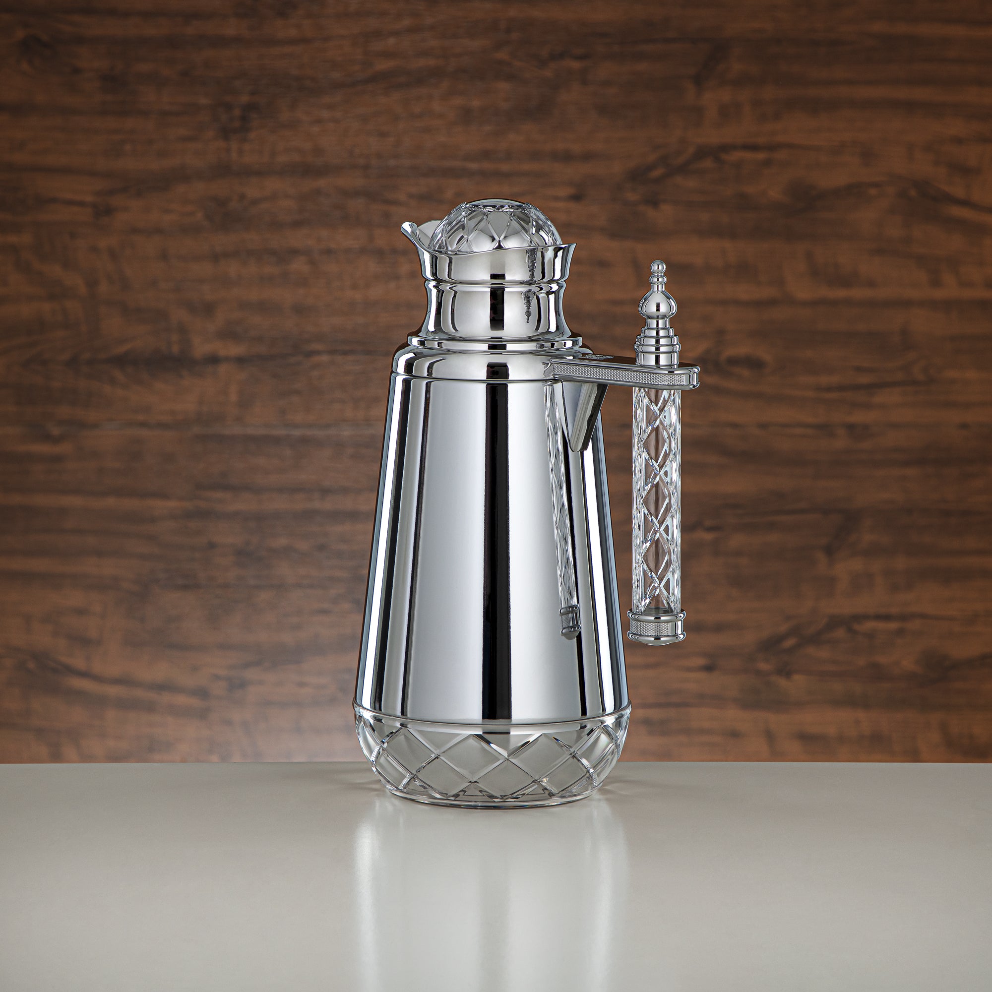 ألمرجان طقم ترامس، زر ضغط، مقبض أكريليك - 0.7 لتر + 1 لتر، فضي (CBY+CBZ-SCC) - كلاسيك ترامس