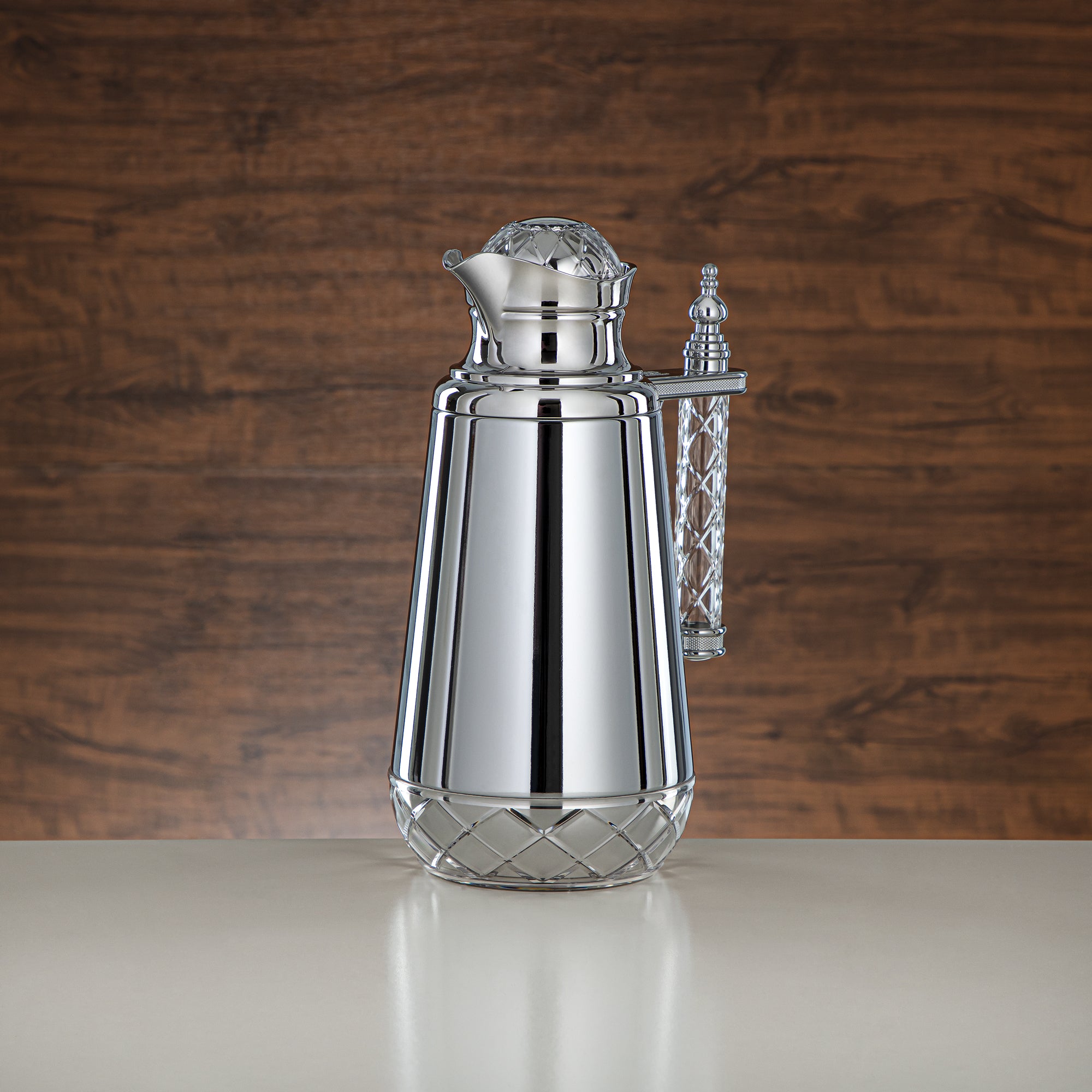 ألمرجان طقم ترامس، زر ضغط، مقبض أكريليك - 0.7 لتر + 1 لتر، فضي (CBY+CBZ-SCC) - كلاسيك ترامس