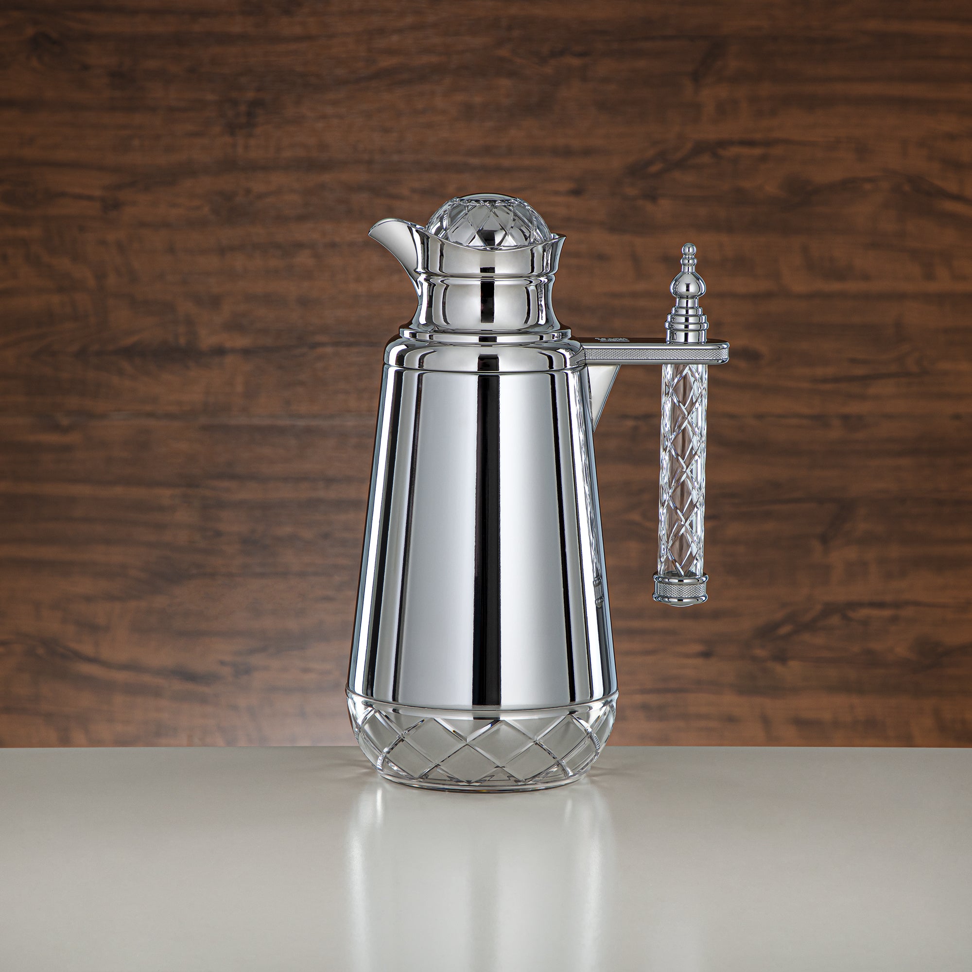 ألمرجان طقم ترامس، زر ضغط، مقبض أكريليك - 0.7 لتر + 1 لتر، فضي (CBY+CBZ-SCC) - كلاسيك ترامس