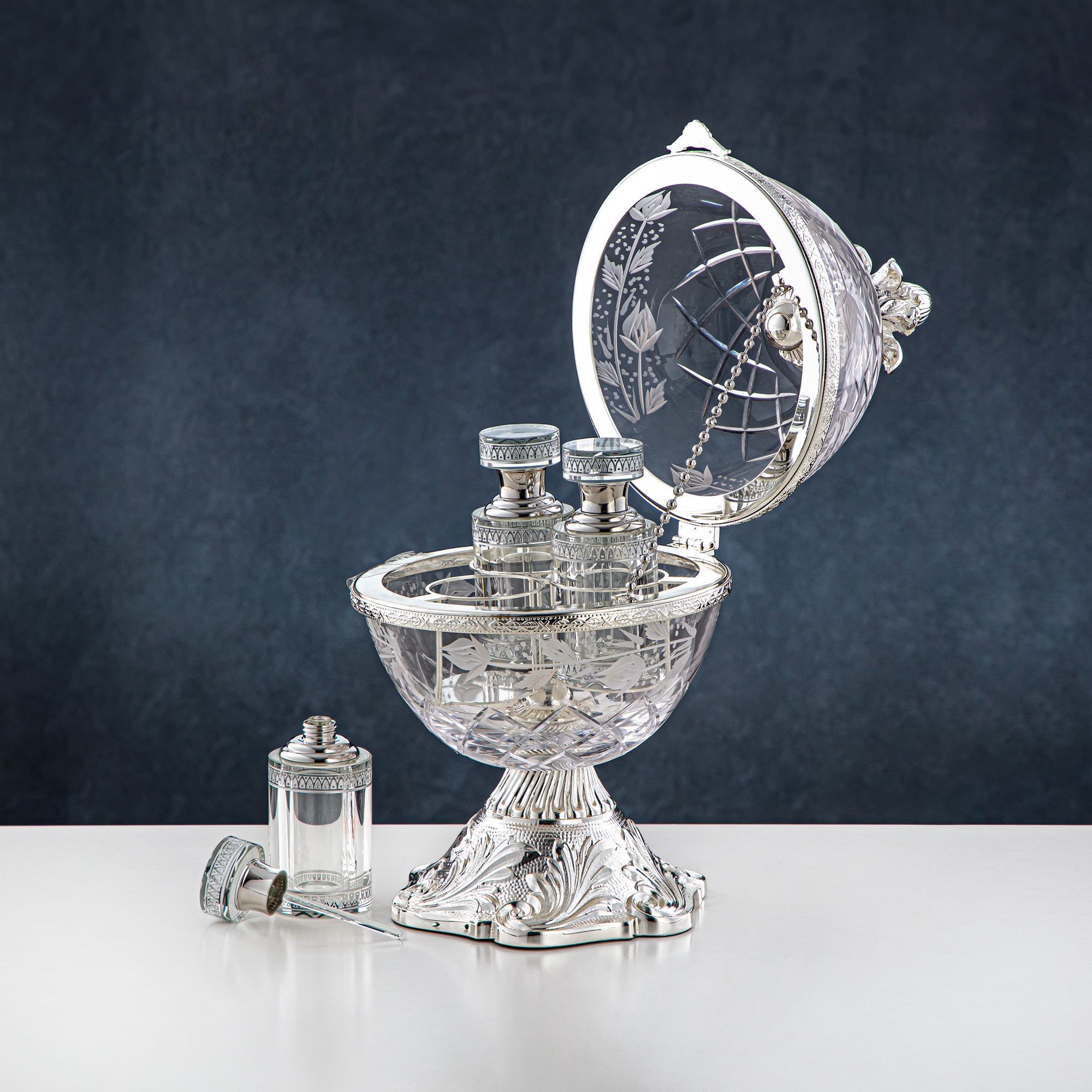 Almarjan Incense Burner & Perfume Holder Set Glass & Metal 2 Pieces (CC20238015/907) – Elegant Home Rituals Collection