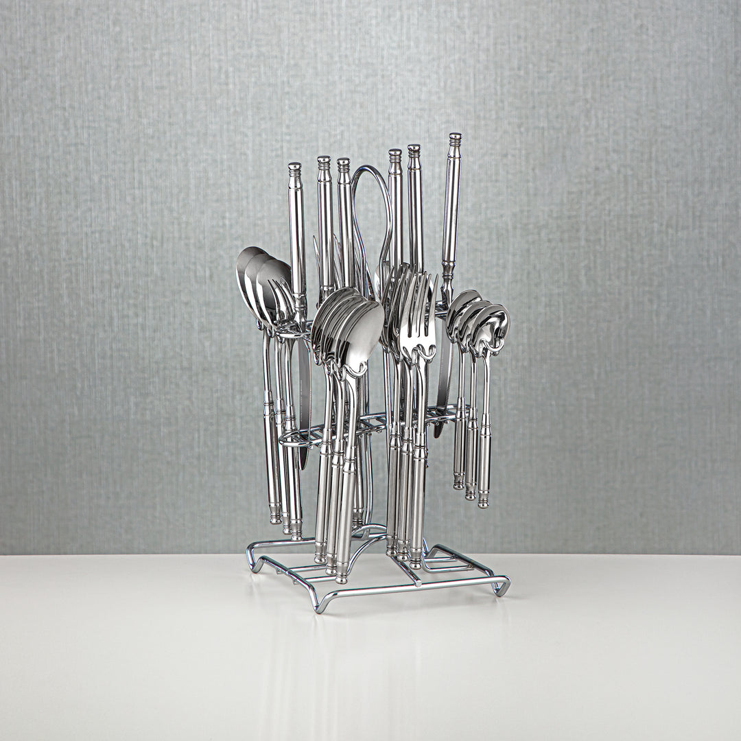 Almarjan Stainless Steel 24 Pieces Cutlery Set Silver - CUT0010251