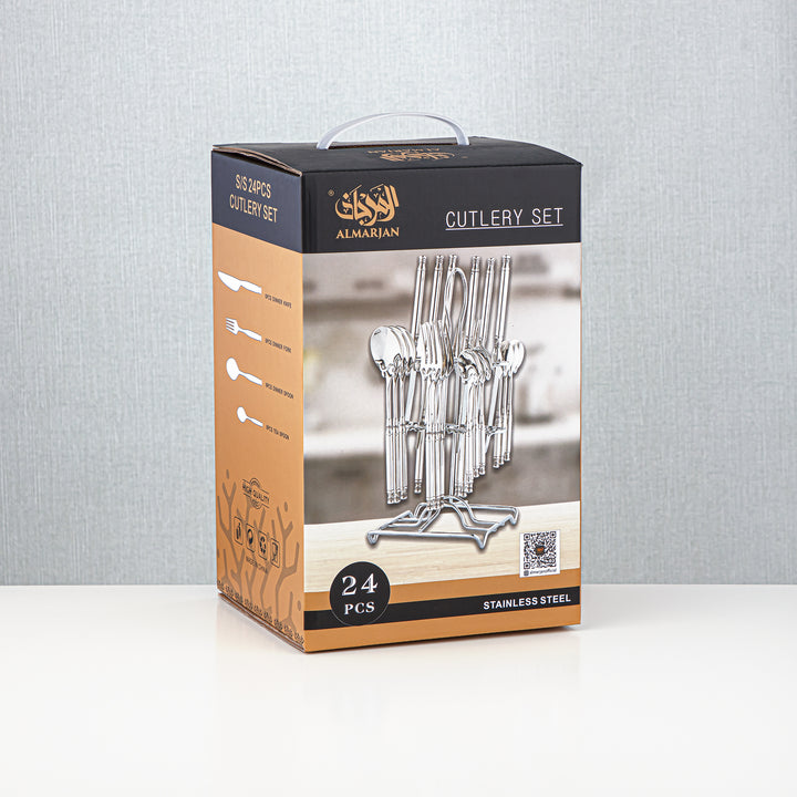 Almarjan Stainless Steel 24 Pieces Cutlery Set Gold - CUT0010252