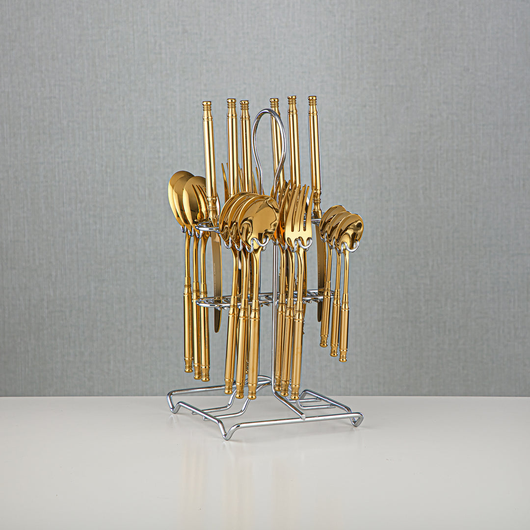 Almarjan Stainless Steel 24 Pieces Cutlery Set Gold - CUT0010252
