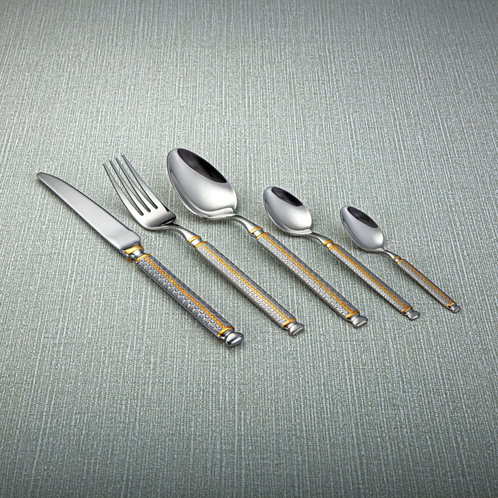 Almarjan Stainless Steel 86 Pieces Cutlery Set Silver & Gold - CUT0010254