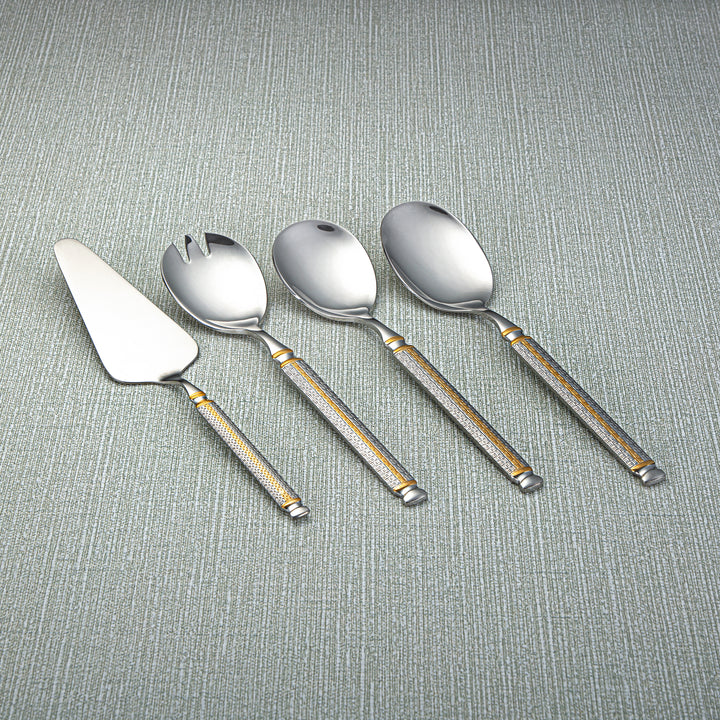 Almarjan Stainless Steel 86 Pieces Cutlery Set Silver & Gold - CUT0010254