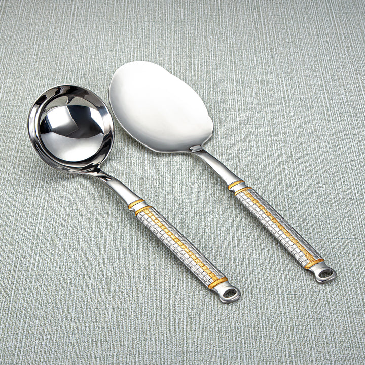 Almarjan Stainless Steel 32 Pieces Cutlery Set Silver & Gold - CUT0010266