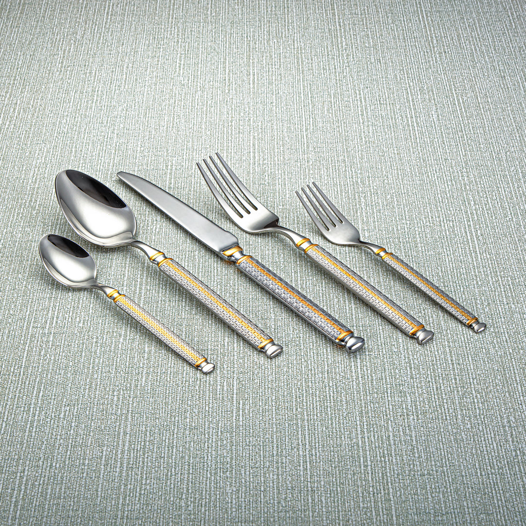 Almarjan Stainless Steel 32 Pieces Cutlery Set Silver & Gold - CUT0010266