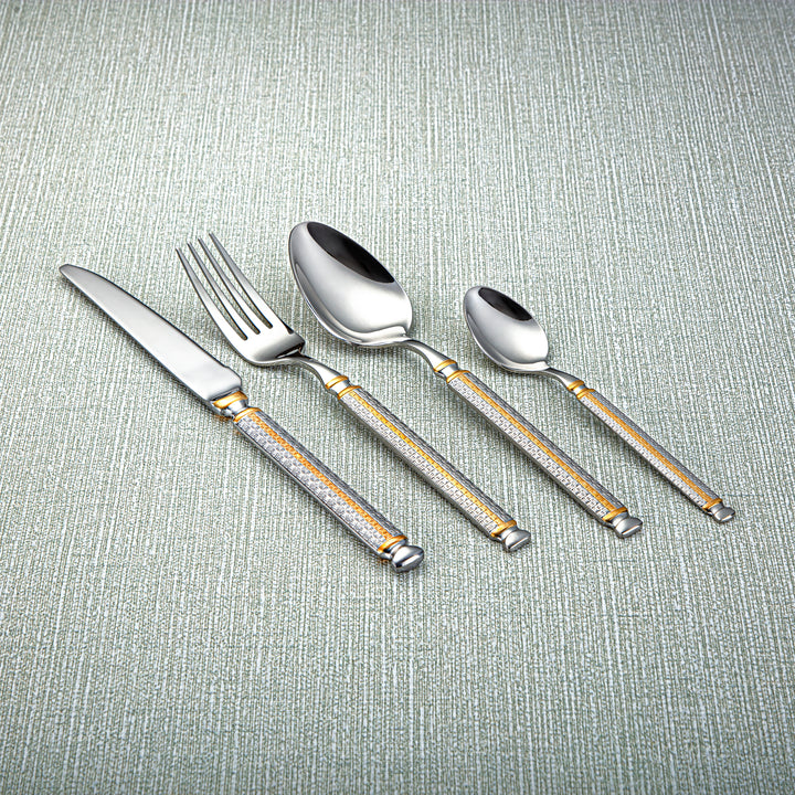 Almarjan Stainless Steel 72 Pieces Cutlery Set Silver & Gold - CUT0010338