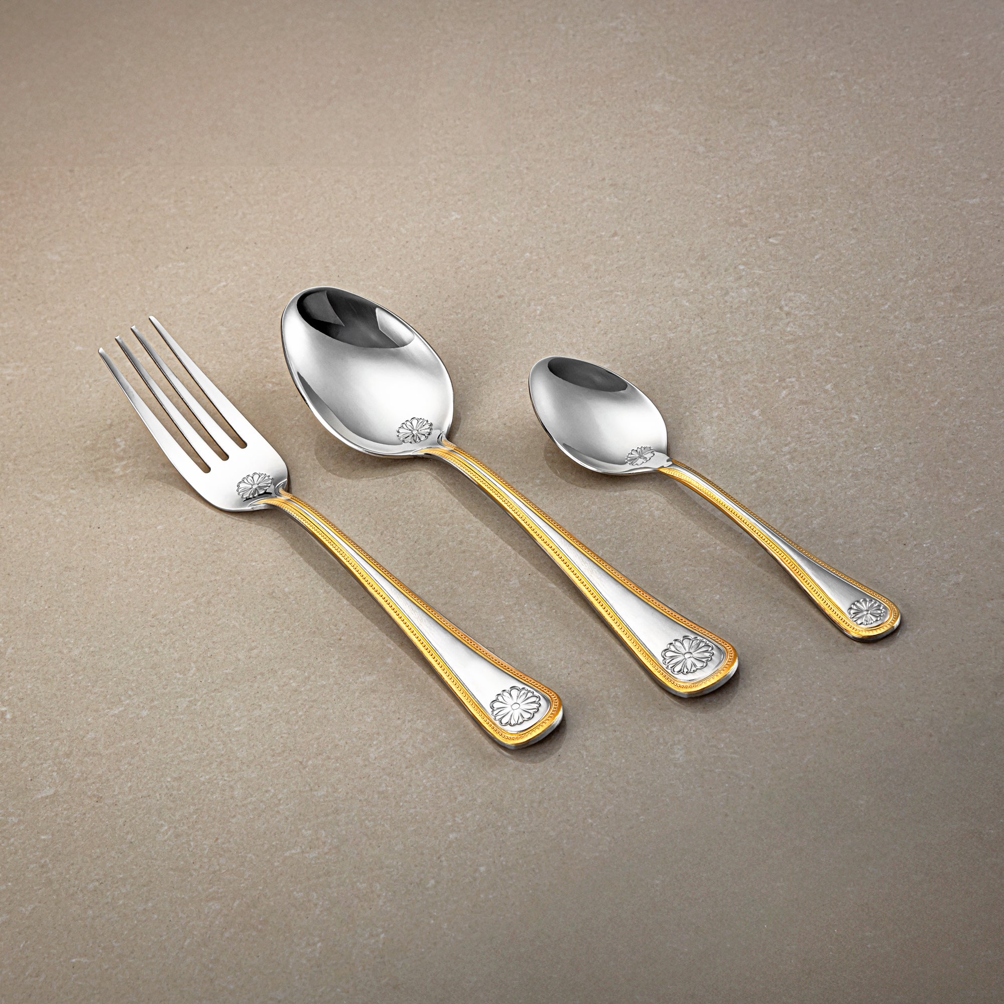 Almarjan Cutlery Set 40 Pieces, Stainless Steel, Silver & Gold (CUT0010379) Elegant Cutlery Set