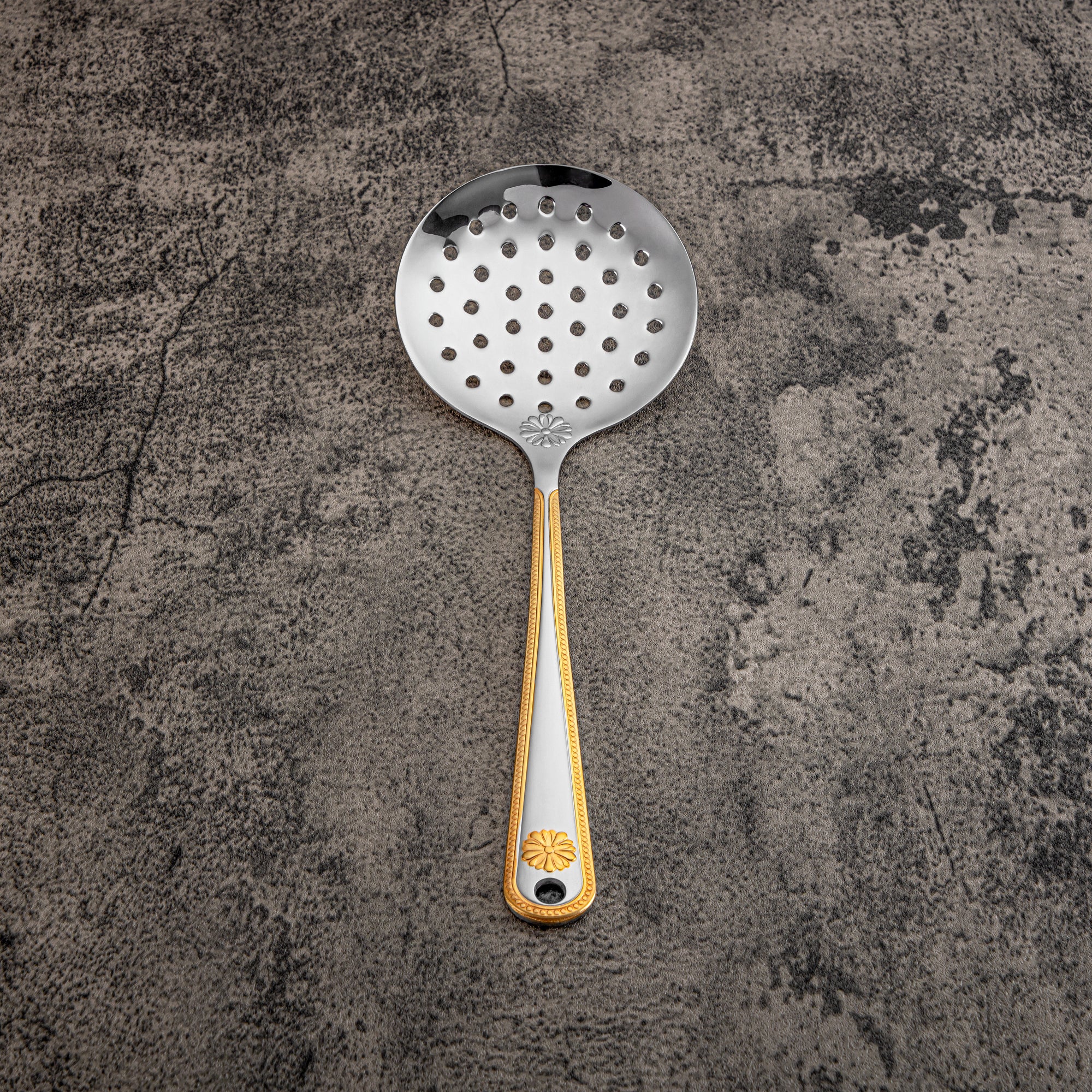 Almarjan Small Skimmer, Stainless Steel, Silver & Gold (CUT0010396) Elegant Flatware