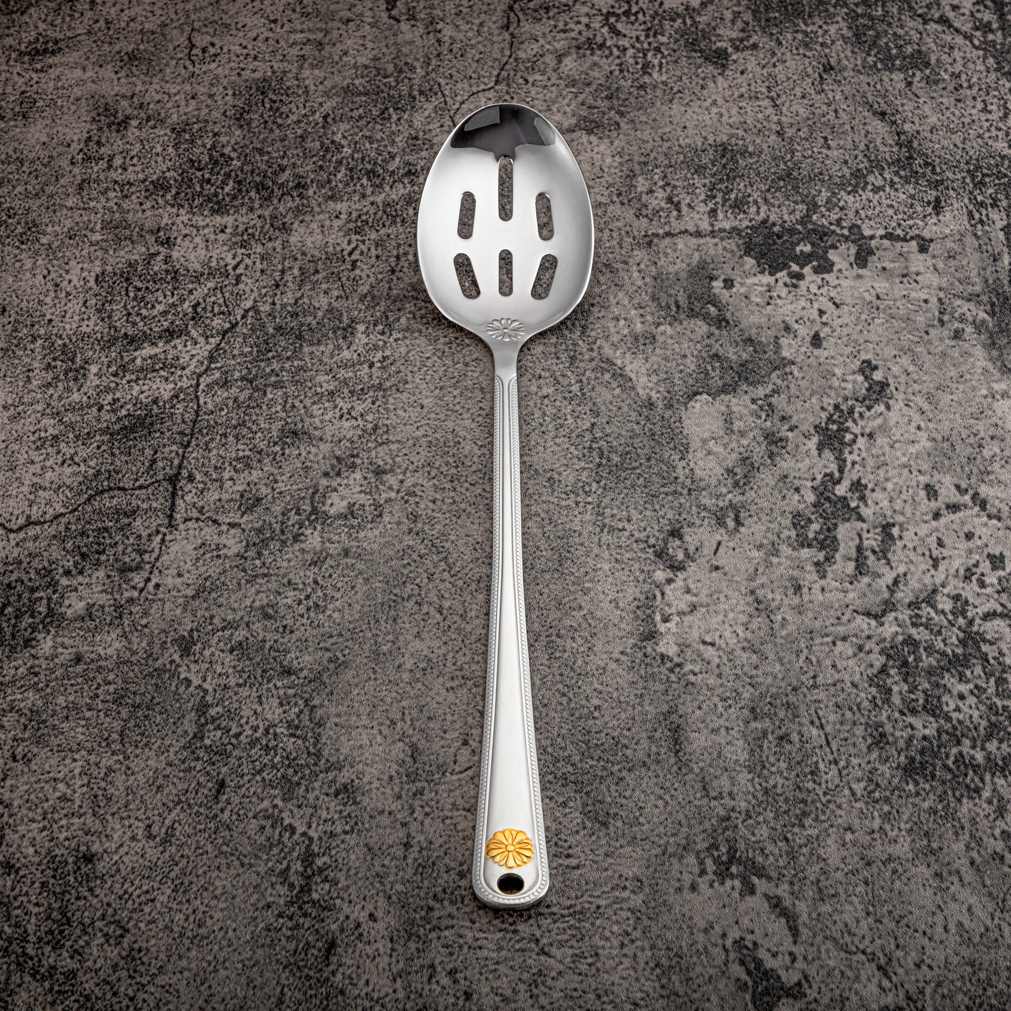 Almarjan Slotted Spoon, Stainless Steel, Silver & Gold (CUT0010426) Elegant Flatware