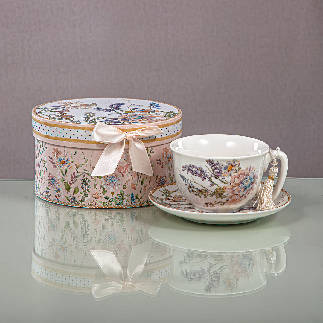 Almarjan 300 ML Porcelain Cappuccino Cup & Saucer - D480 R2003T1
