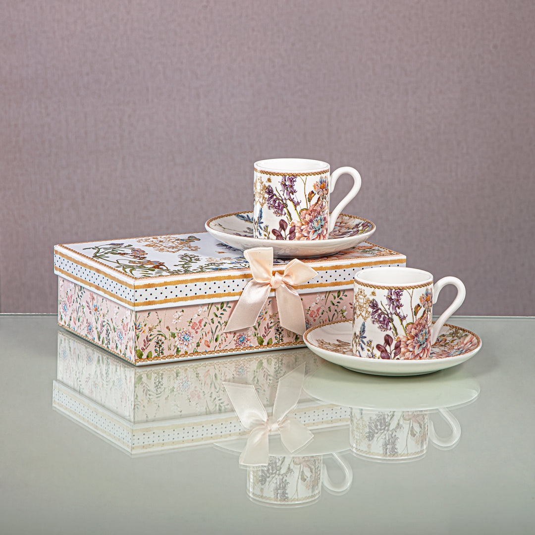 Almarjan 2 Pieces Porcelain Espresso Cup & Saucer - D480 R2028RS2/N