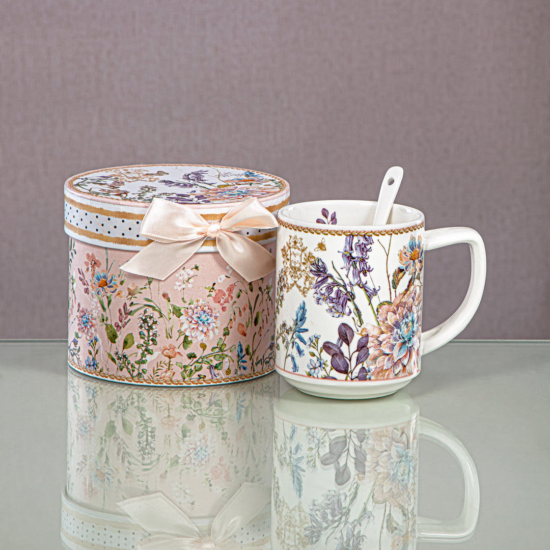 Almarjan 300 ML Porcelain Coffee Mug & Tea Spoon - D480 R2045T3