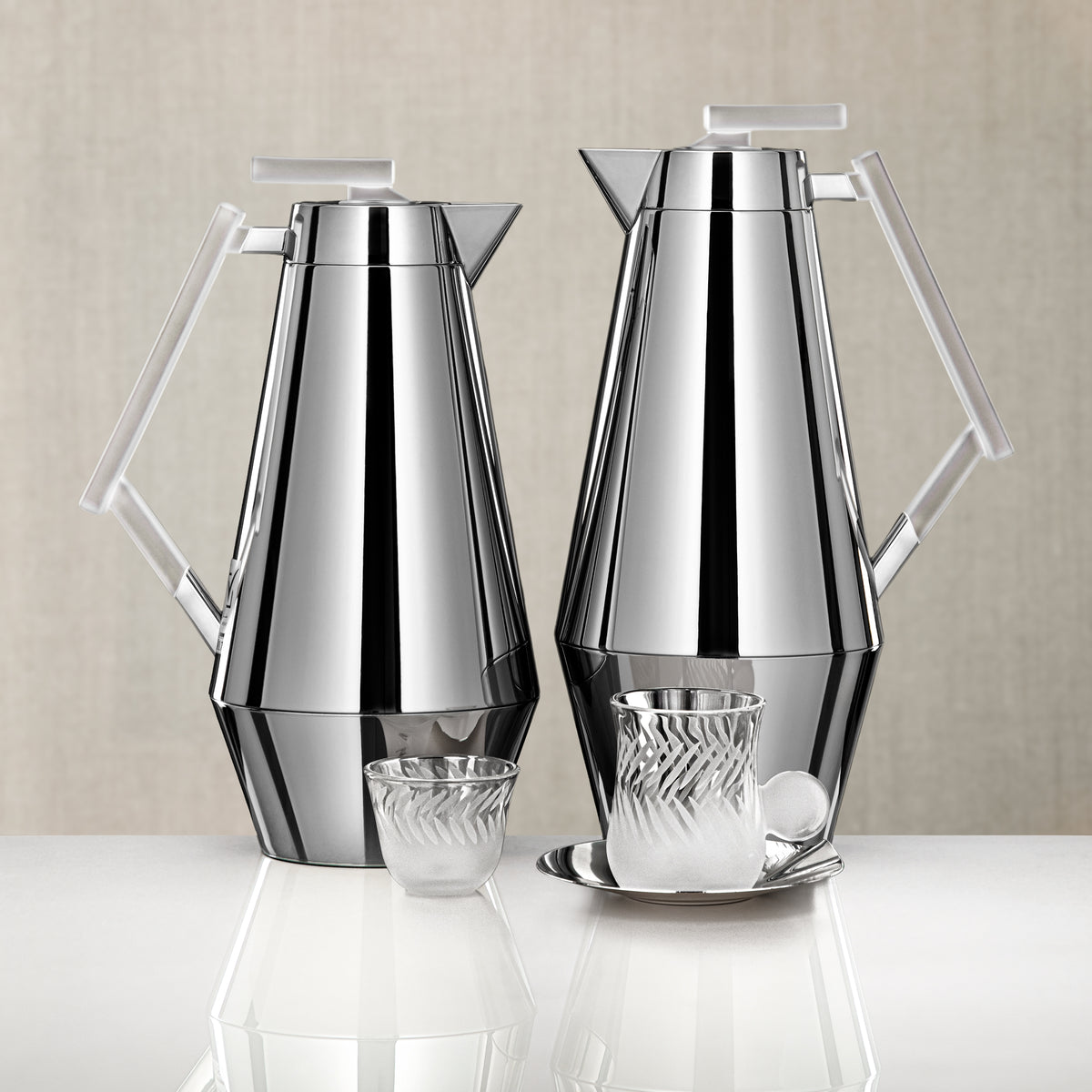Almarjan Vacuum Flask & Tea Set 0.7L & 1L Silver