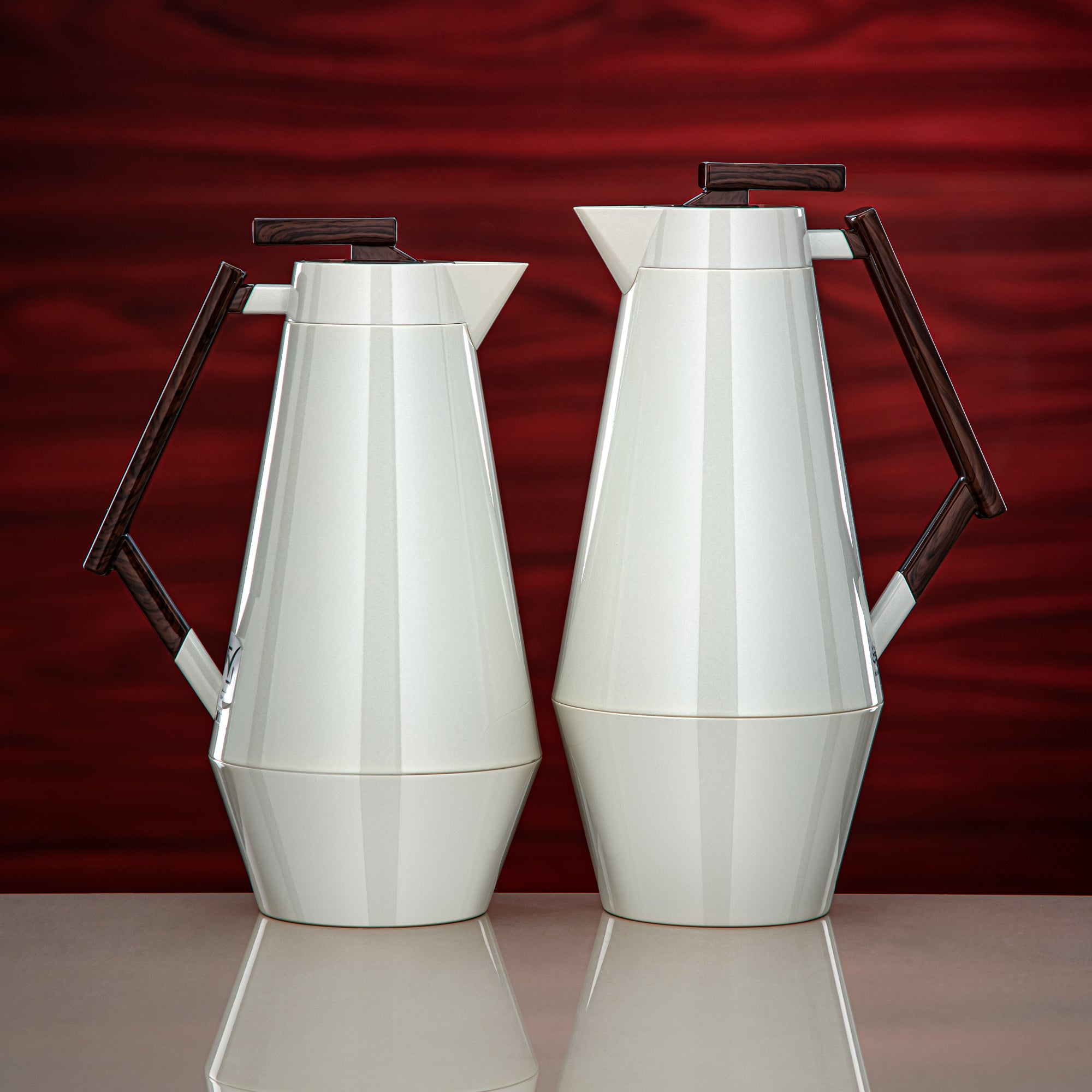 Almarjan Matt Nickel & Matt Black Metal Vacuum Flask Set 0.7L + 1L