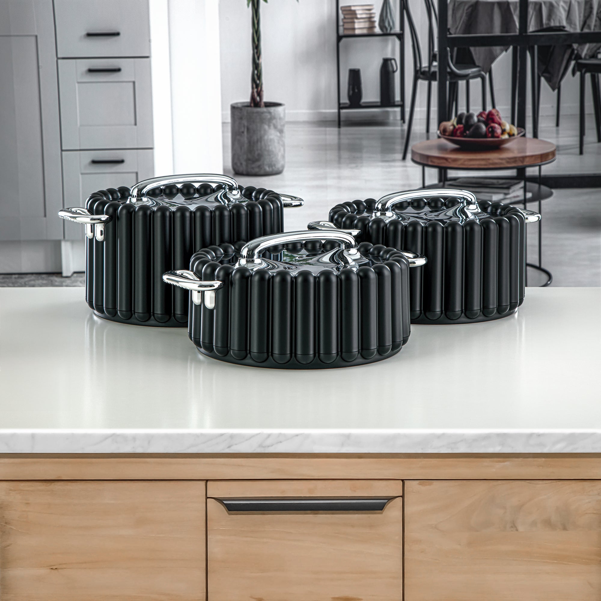 المرجان حرارات بلاستيك 3 قطع اسود وفضي - EI-150/200/250 B/C