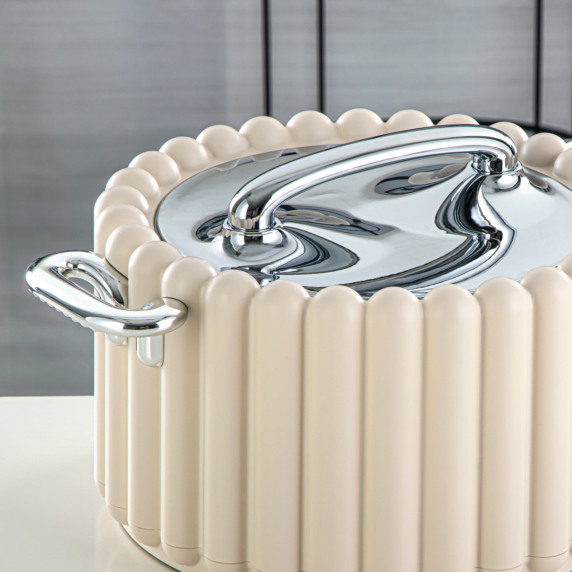 Almarjan 3 Pieces Plastic Hot Pot Set Ivory & Silver - EI-150/200/250 IV/C