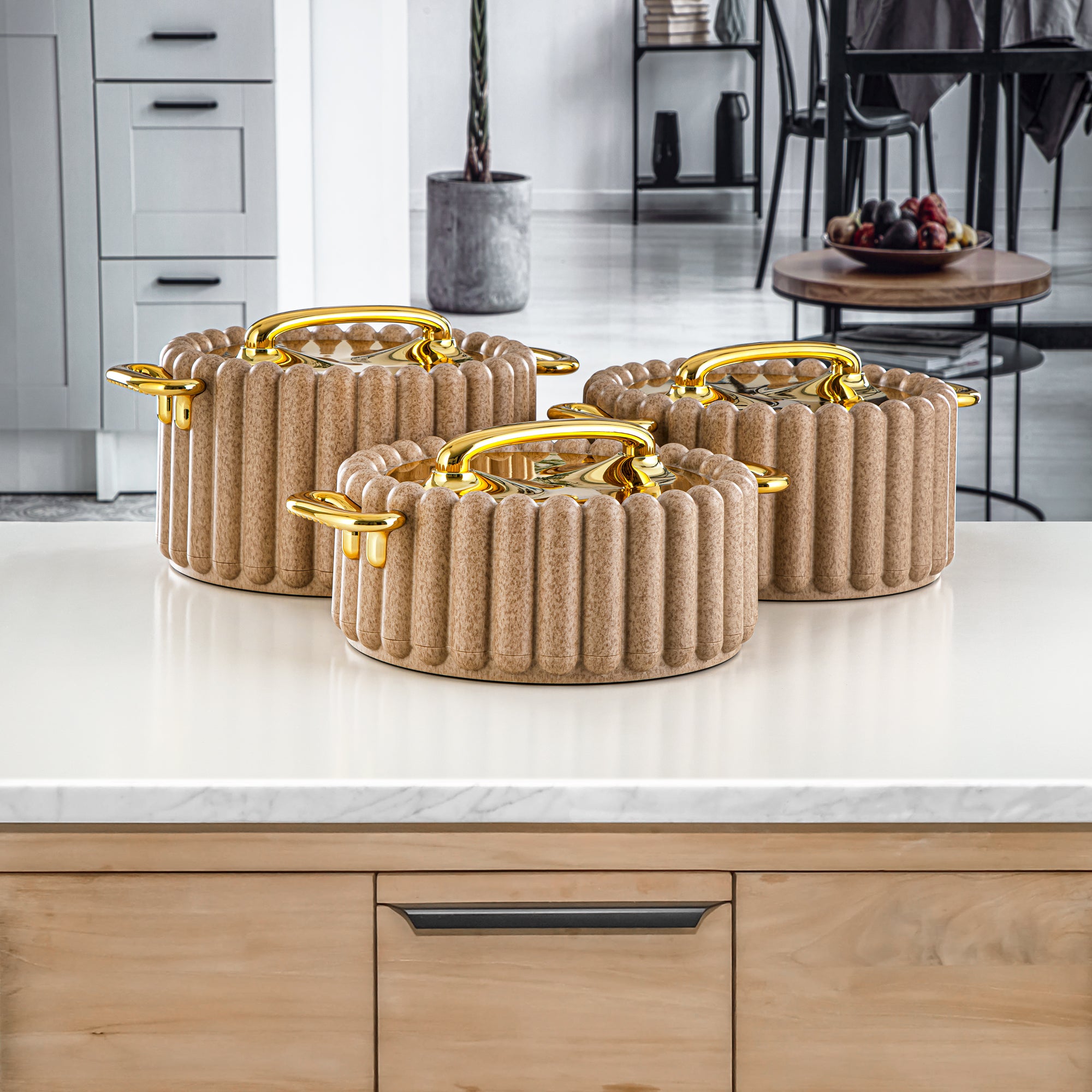 المرجان حرارات بلاستيك 3 قطع كريمي وذهبي - EI-150/200/250 PKG/G