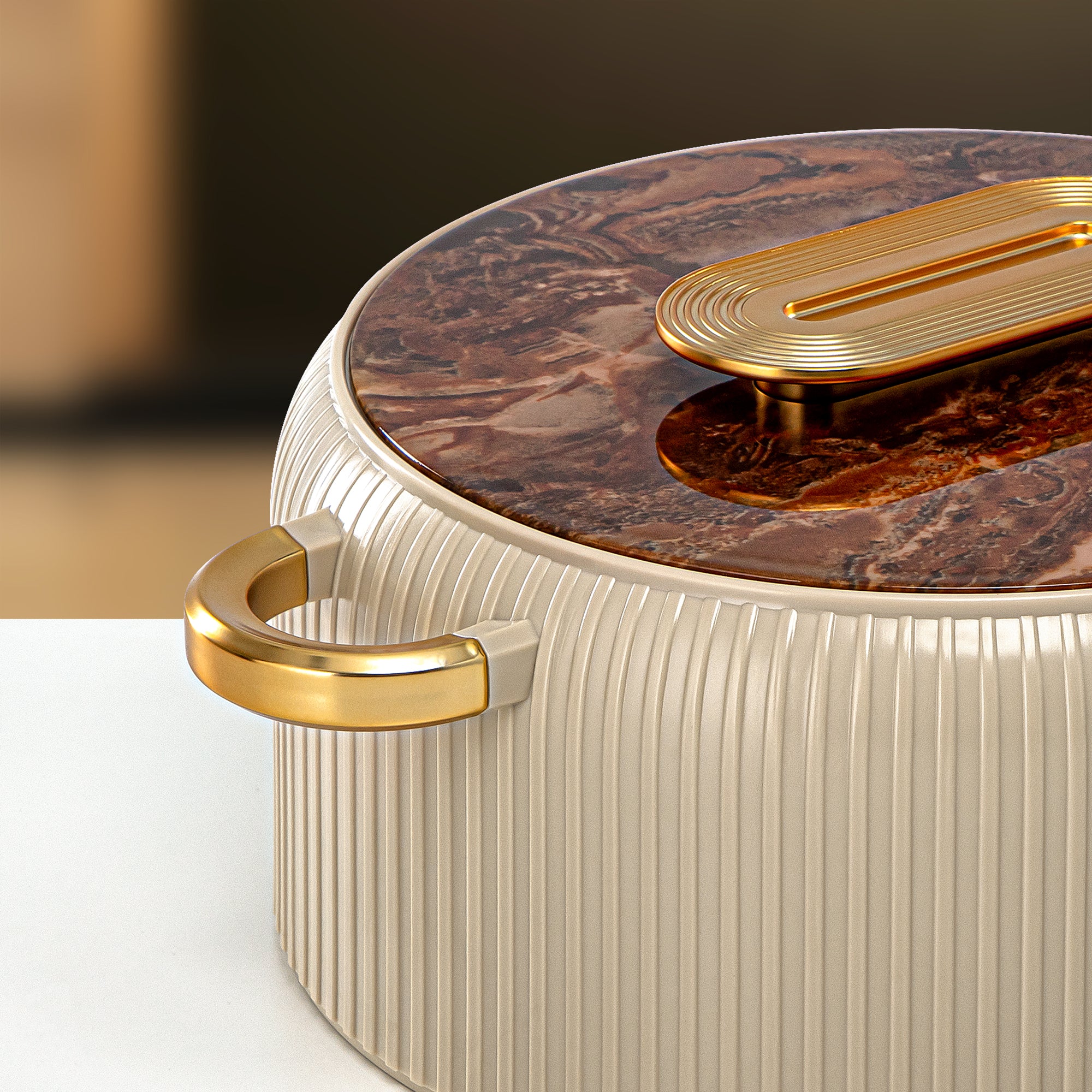 ألمرجان حرارات بلاستيك، مجموعة من 3 قطع، بيج وذهبي، 2000 مل + 4000 مل + 6500 مل (EK-200/400/650 BR/MG) أدوات تقديم رمضان